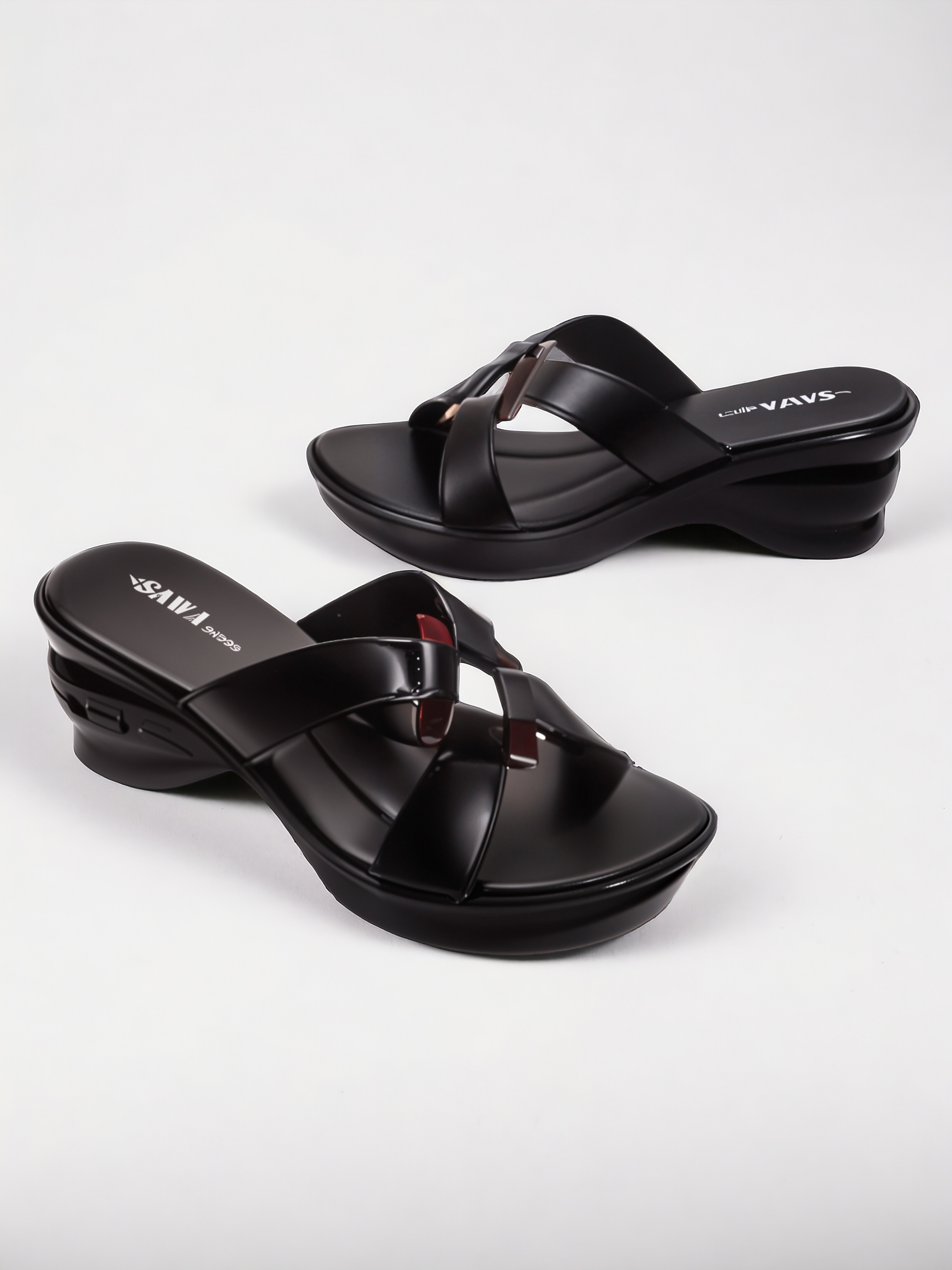 BLACK CASUAL WEDGES 444 BK