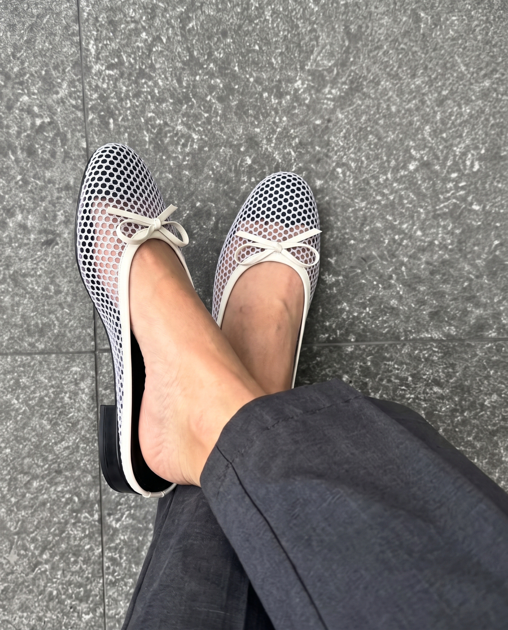 Mesh Bow Flat Mules 6729 W