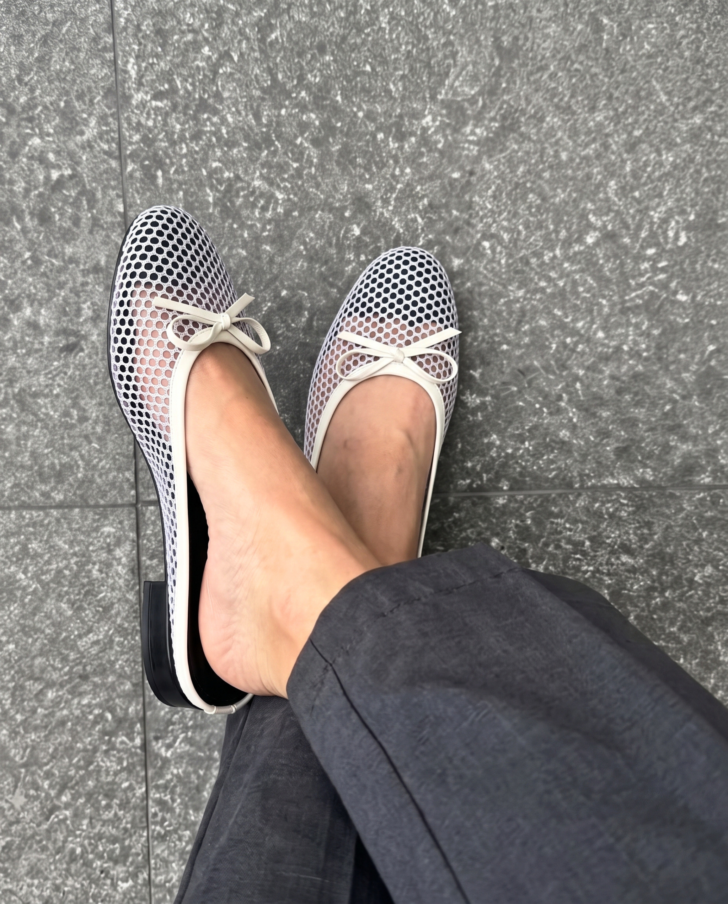 Mesh Bow Flat Mules 6729 W