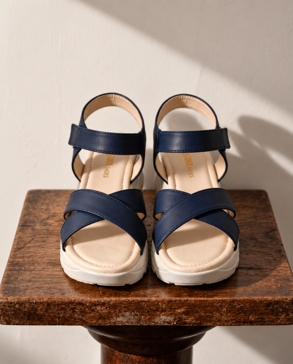Navy Strapy Sport Platform Sandals 406 bl