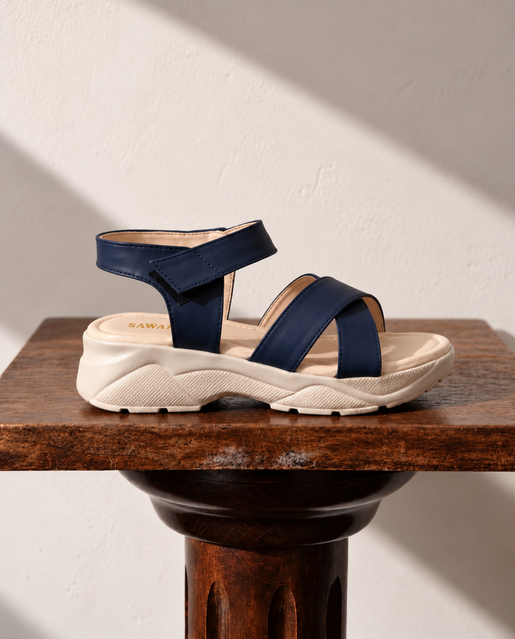 Navy Strapy Sport Platform Sandals 406 bl
