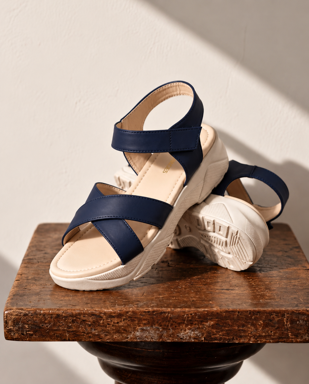 Navy Strapy Sport Platform Sandals 406 bl