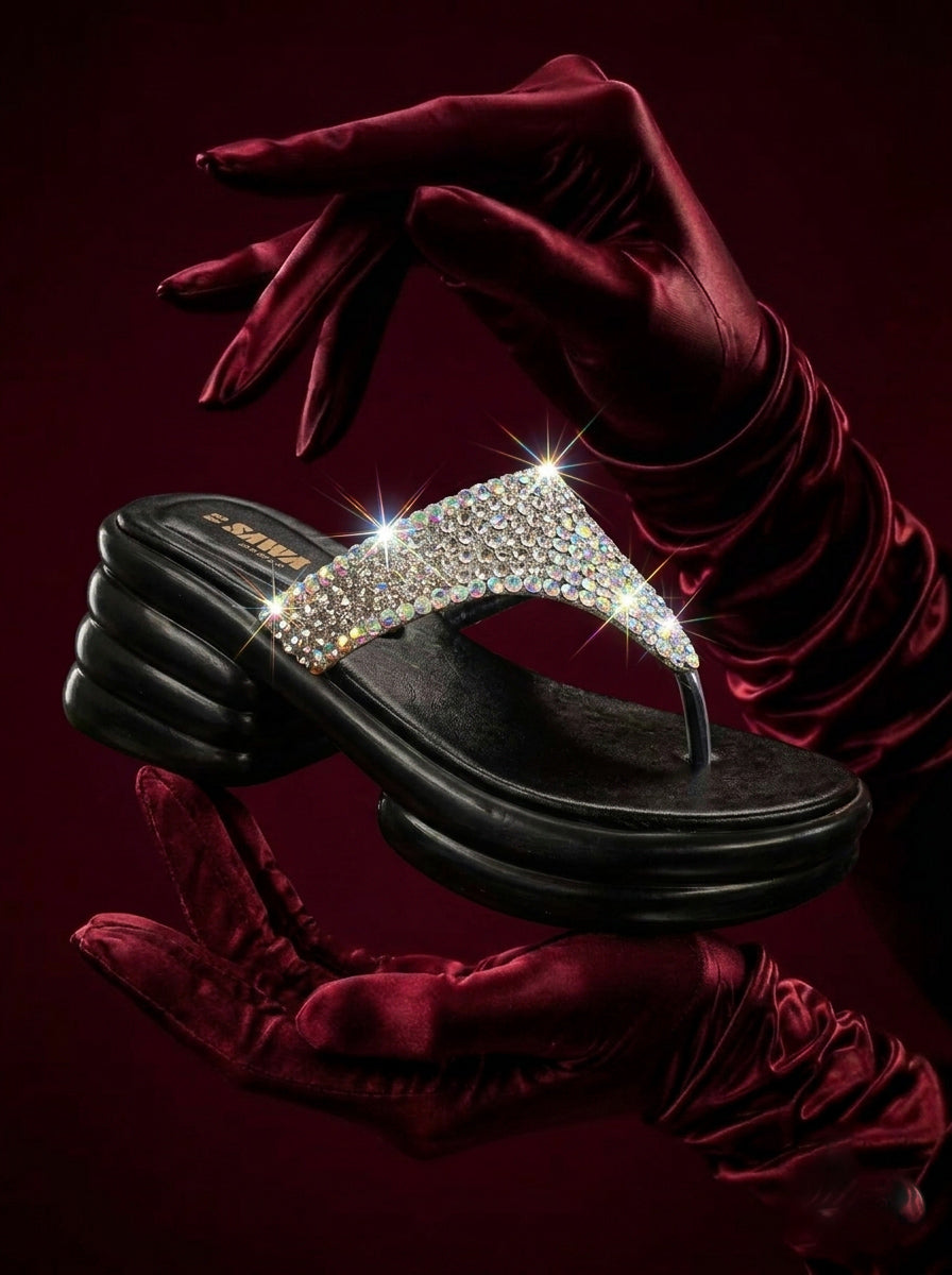 Sawa Rhinestone Platform Slides 463 S