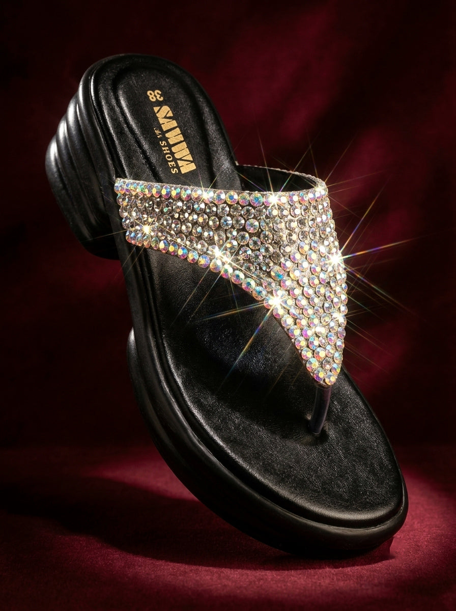 Sawa Rhinestone Platform Slides 463 S