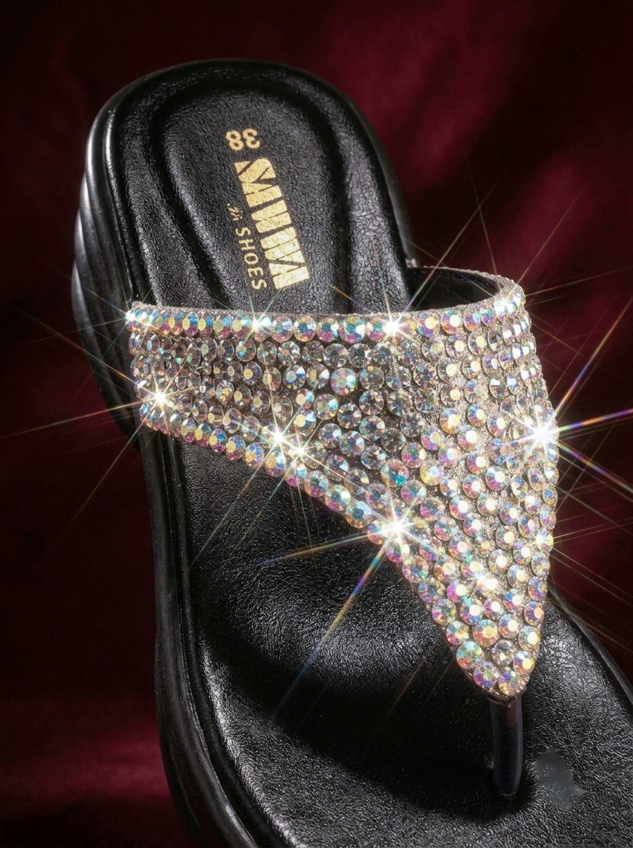 Sawa Rhinestone Platform Slides 463 S
