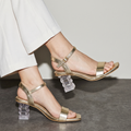 Gold Clear Heel Sandals 101 G