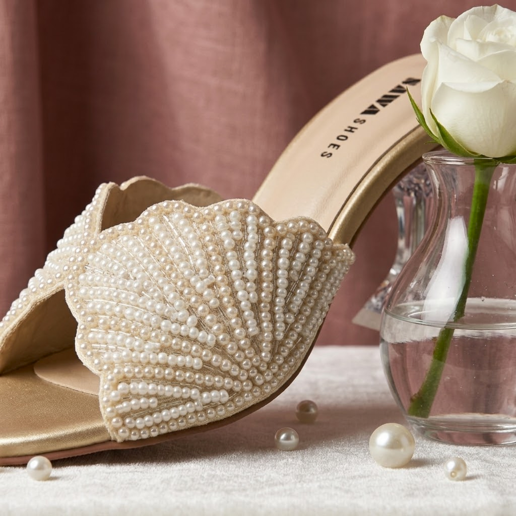 Pearl Shell Crystal Heels 547 F