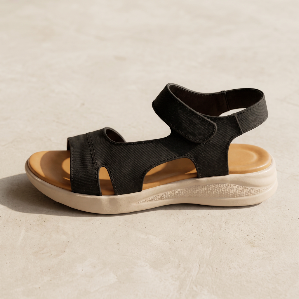 Black Comfort Wedge Sandals 430 BK
