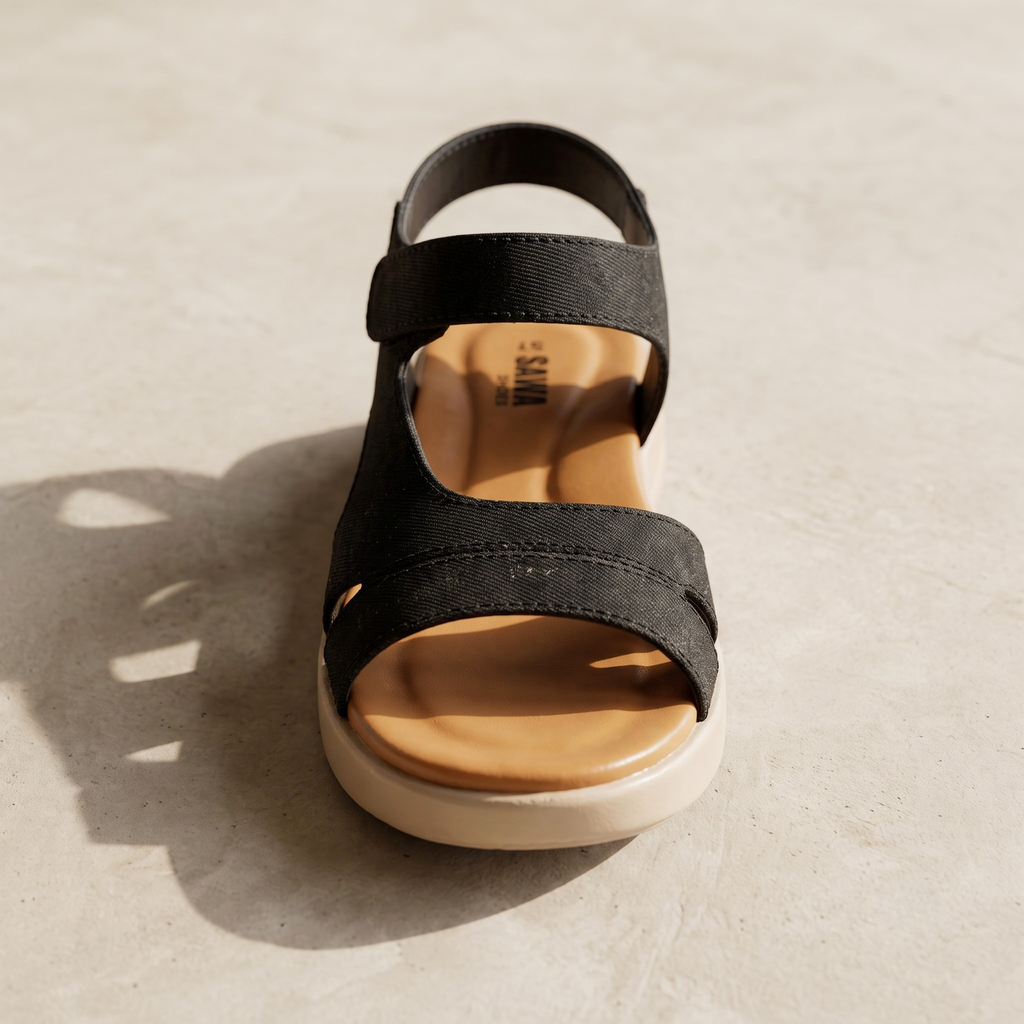 Black Comfort Wedge Sandals 430 BK