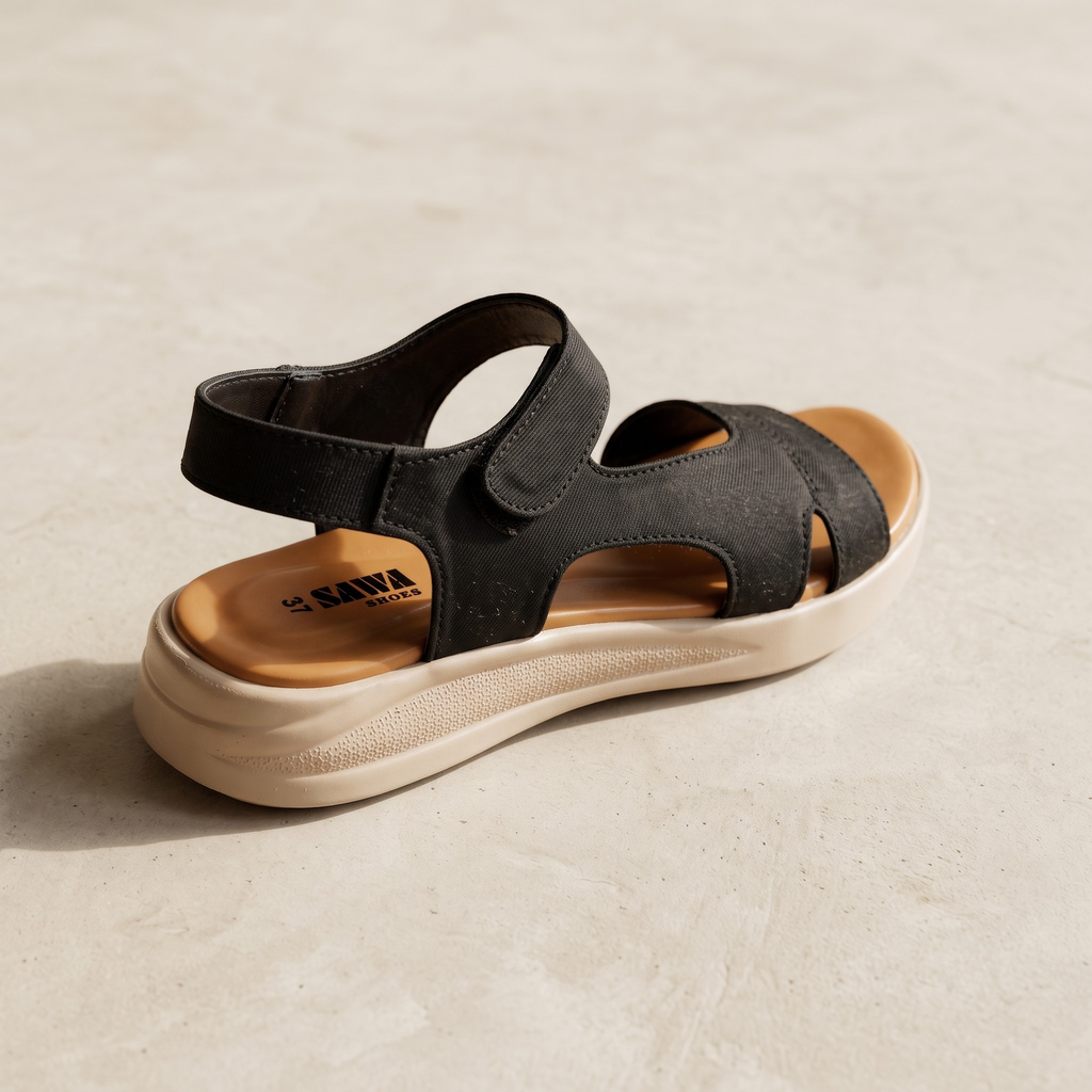 Black Comfort Wedge Sandals 430 BK