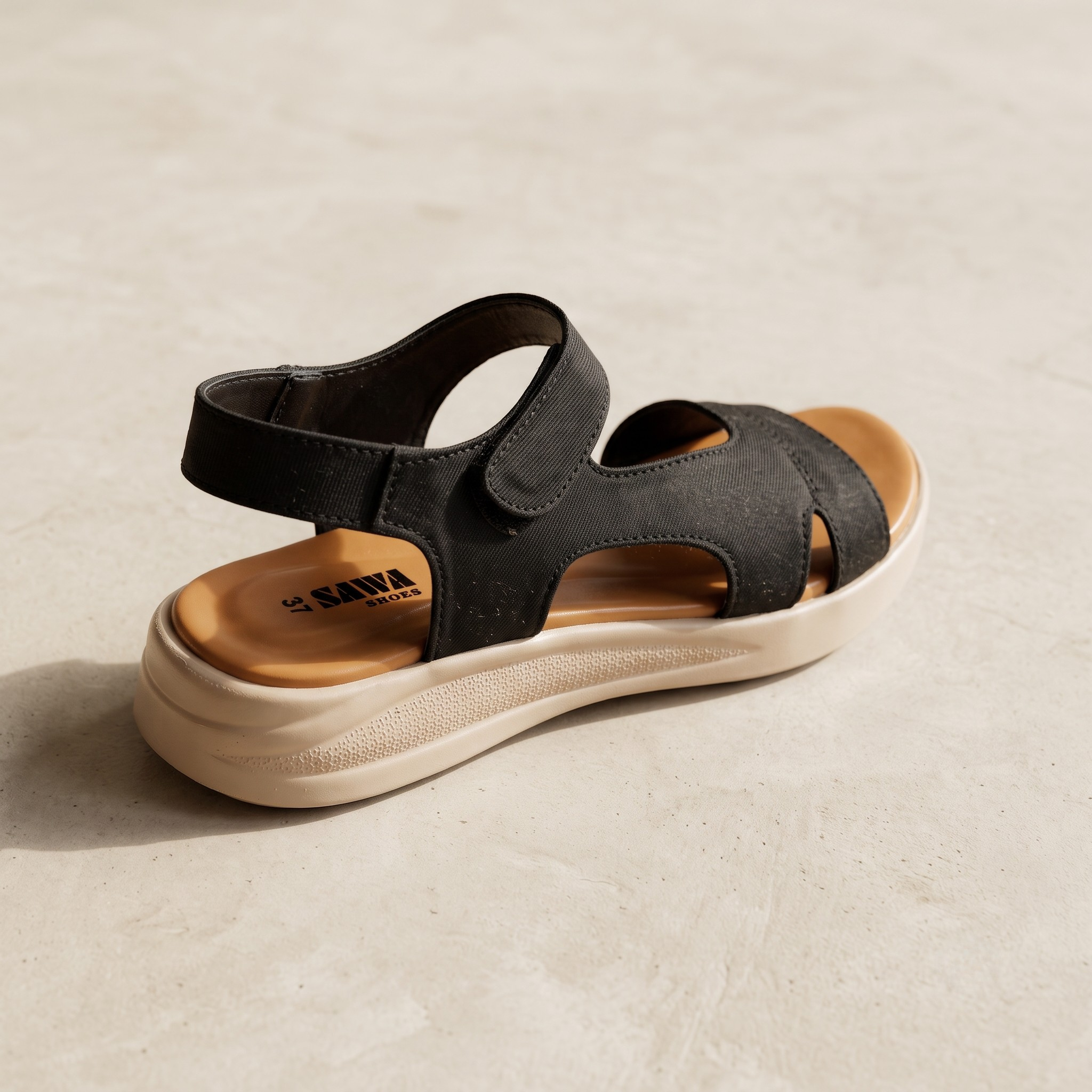 Black Comfort Wedge Sandals 430 BK