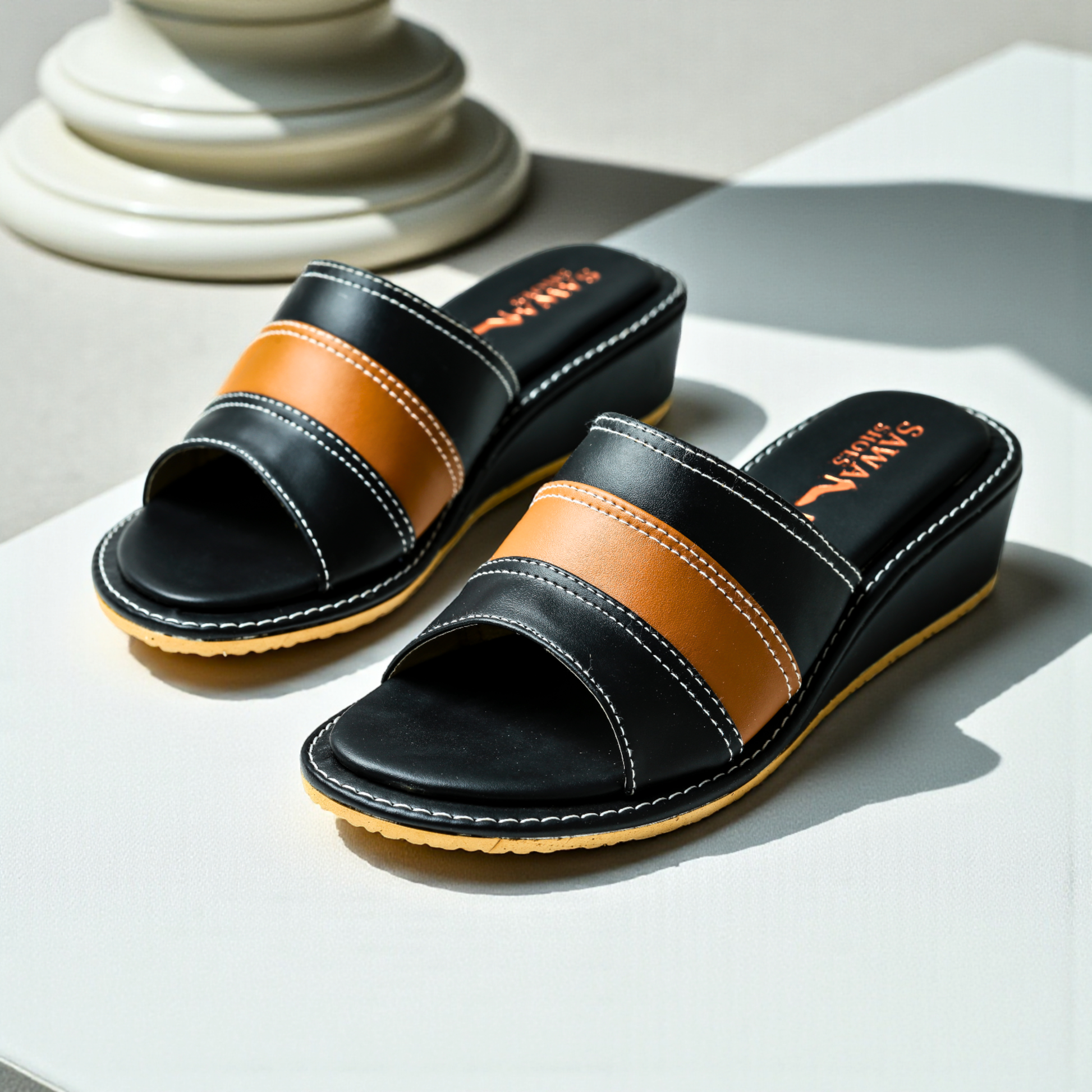 CASUAL BLACK WEDGES 201 BK