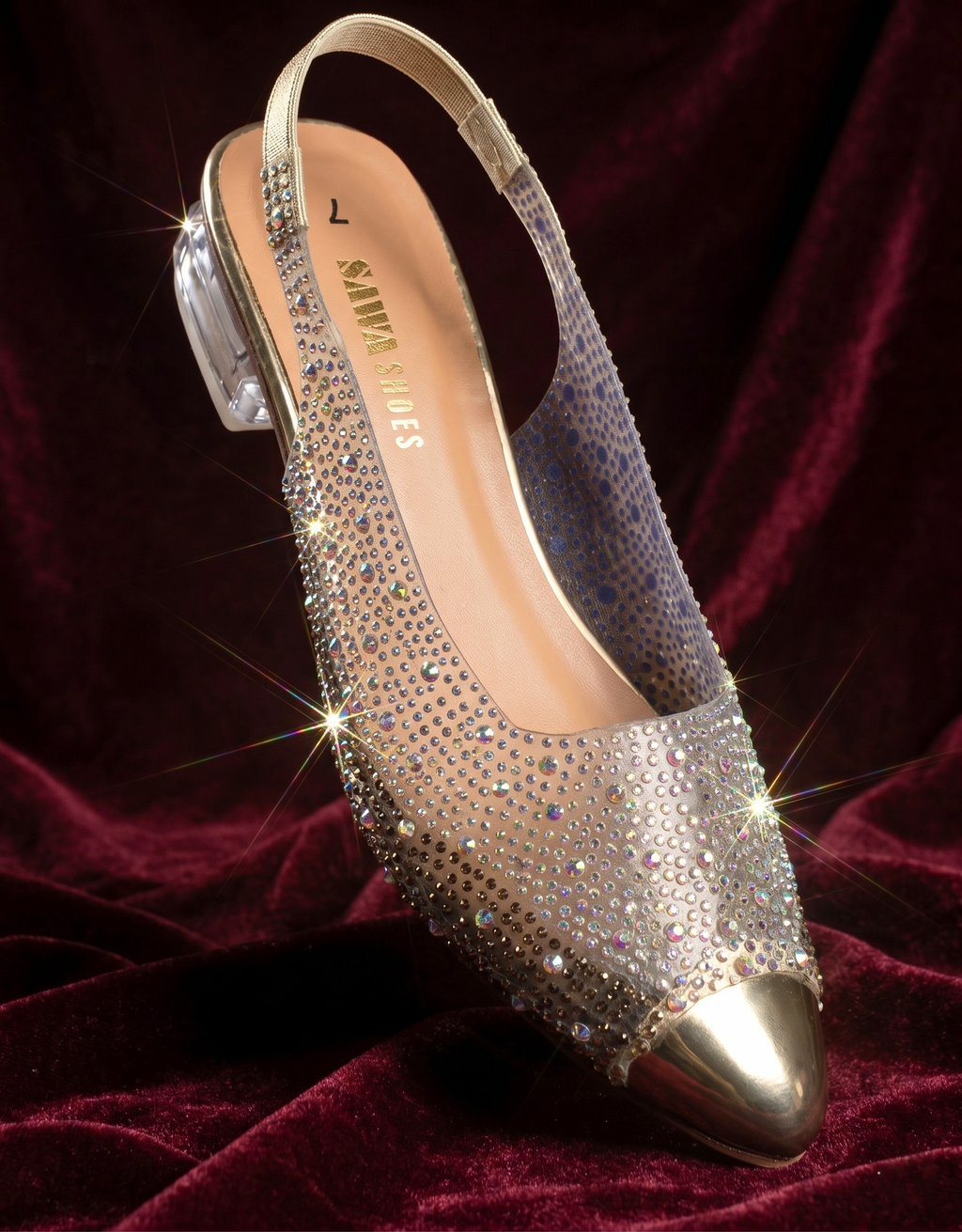 Sparkling Transparent Slingback Heels 644 G