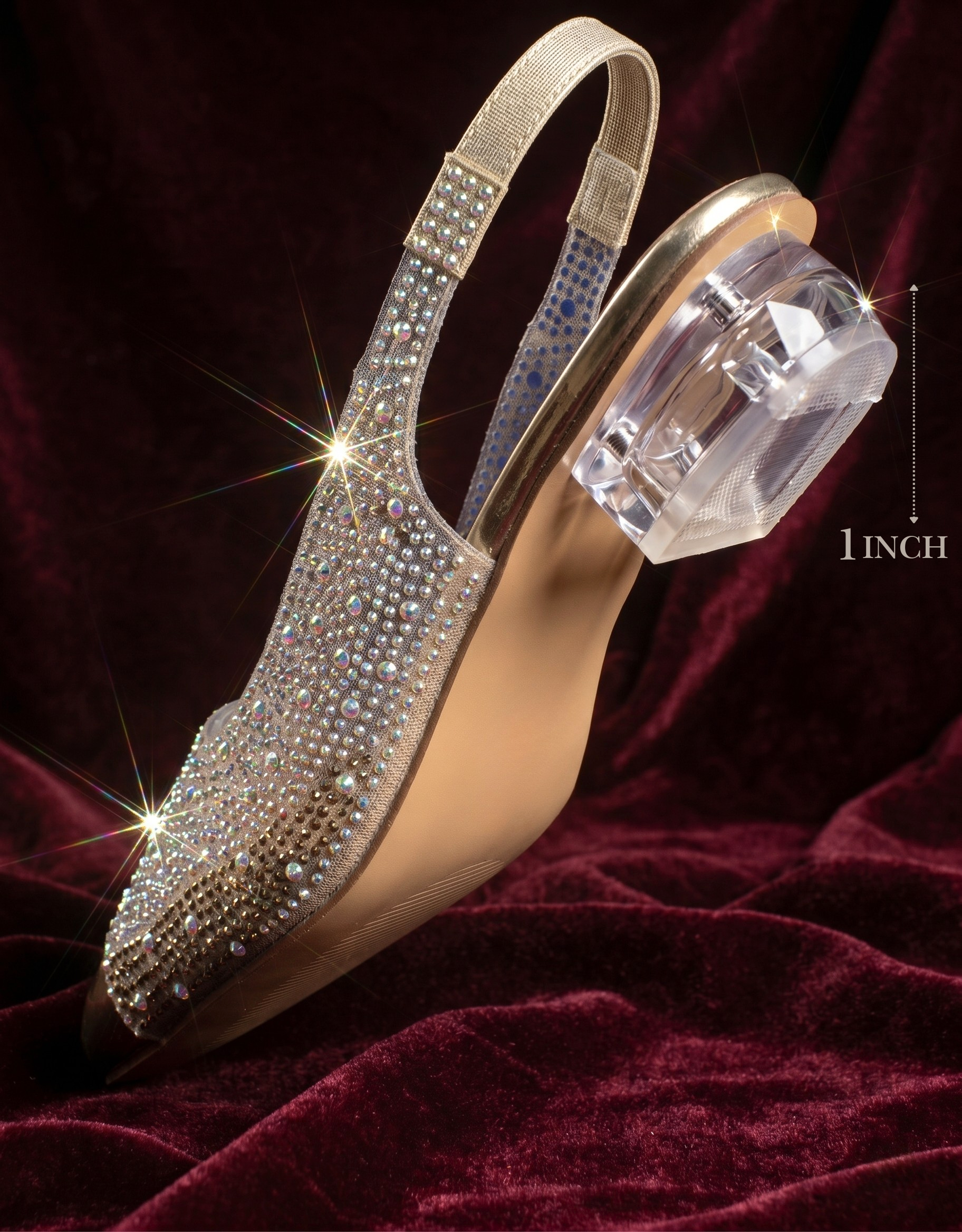 Sparkling Transparent Slingback Heels 644 G