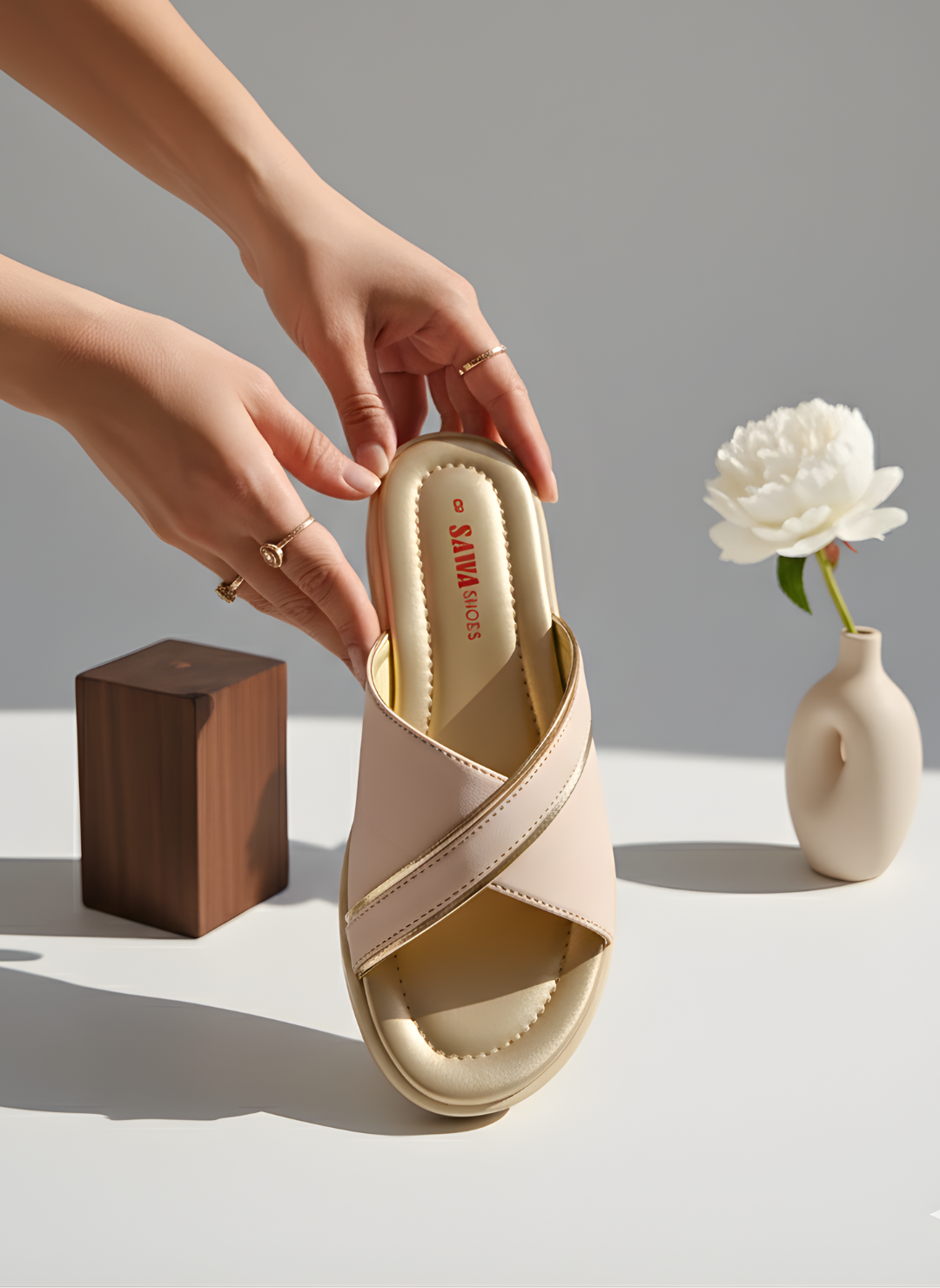 BEIGE CASUAL SLIPPERS 404 F