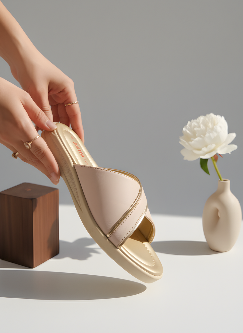 BEIGE CASUAL SLIPPERS 404 F