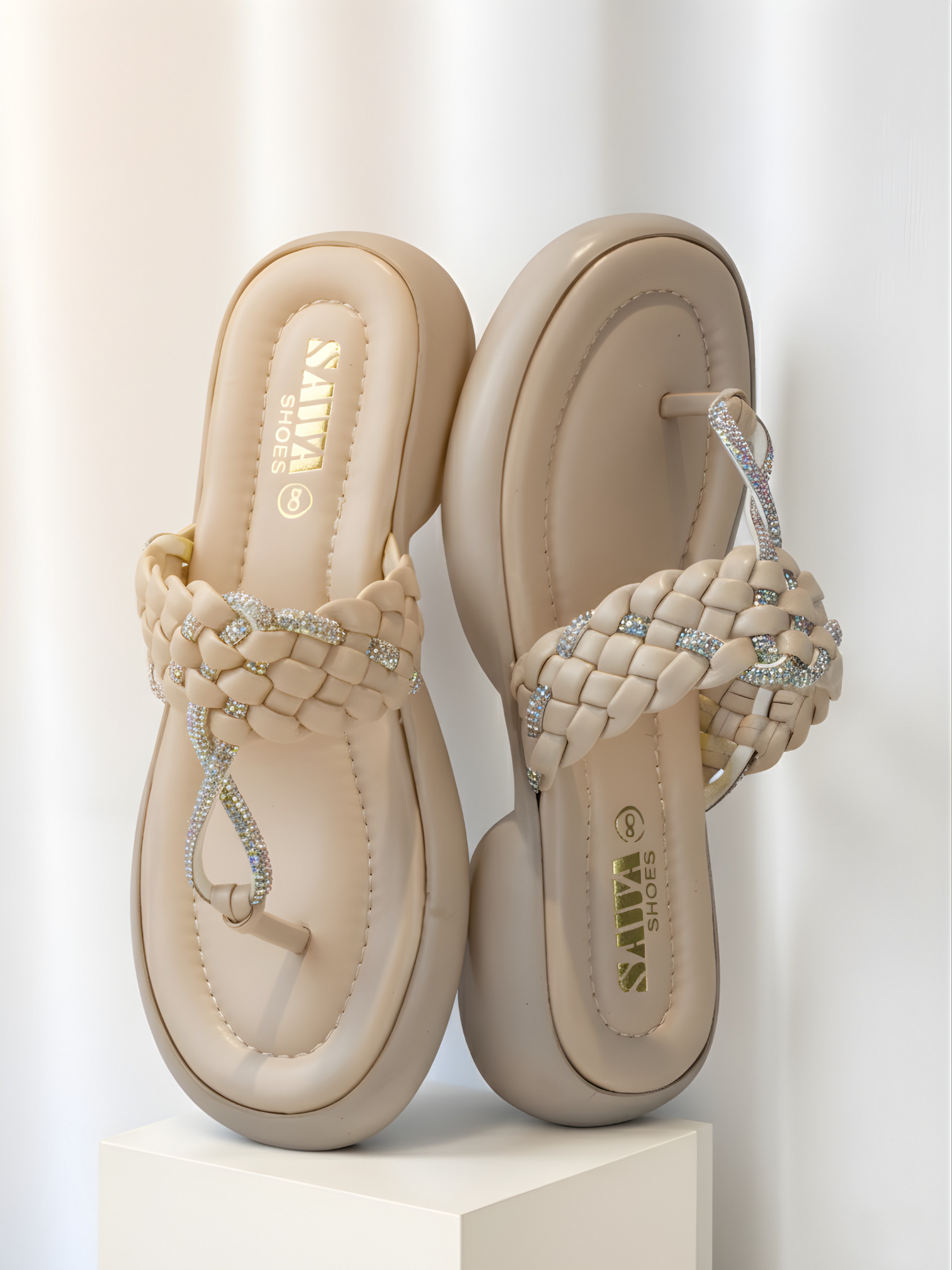 BEIGE BRAIDED SLIPPERS 432 F