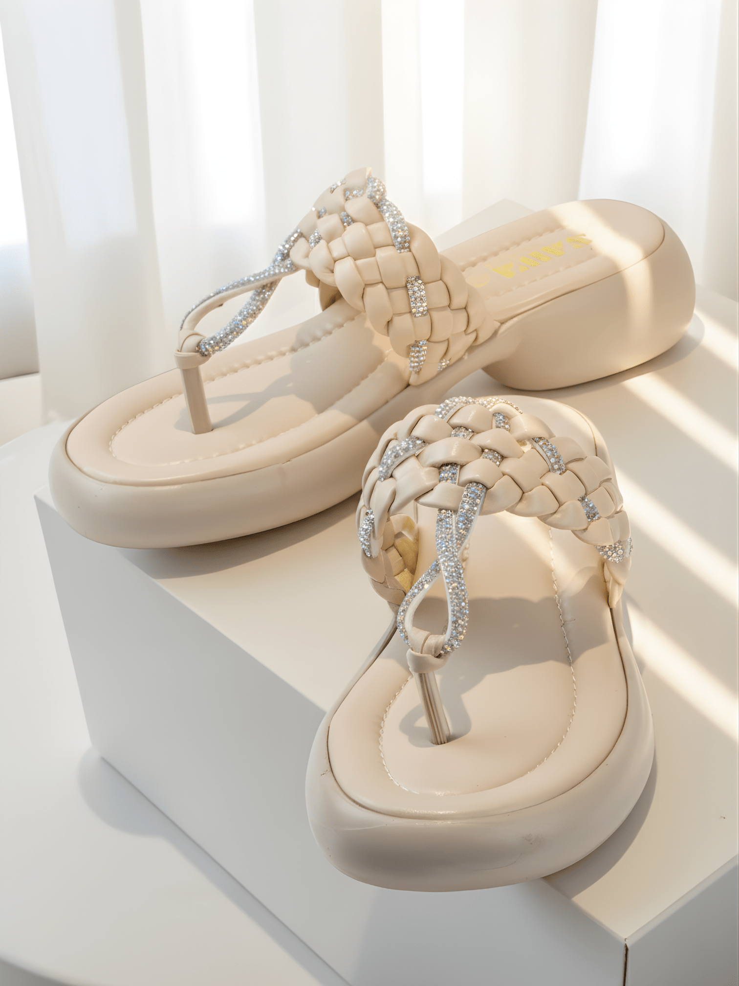 BEIGE BRAIDED SLIPPERS 432 F - Sawa.pkWomen footwear shoes affordable