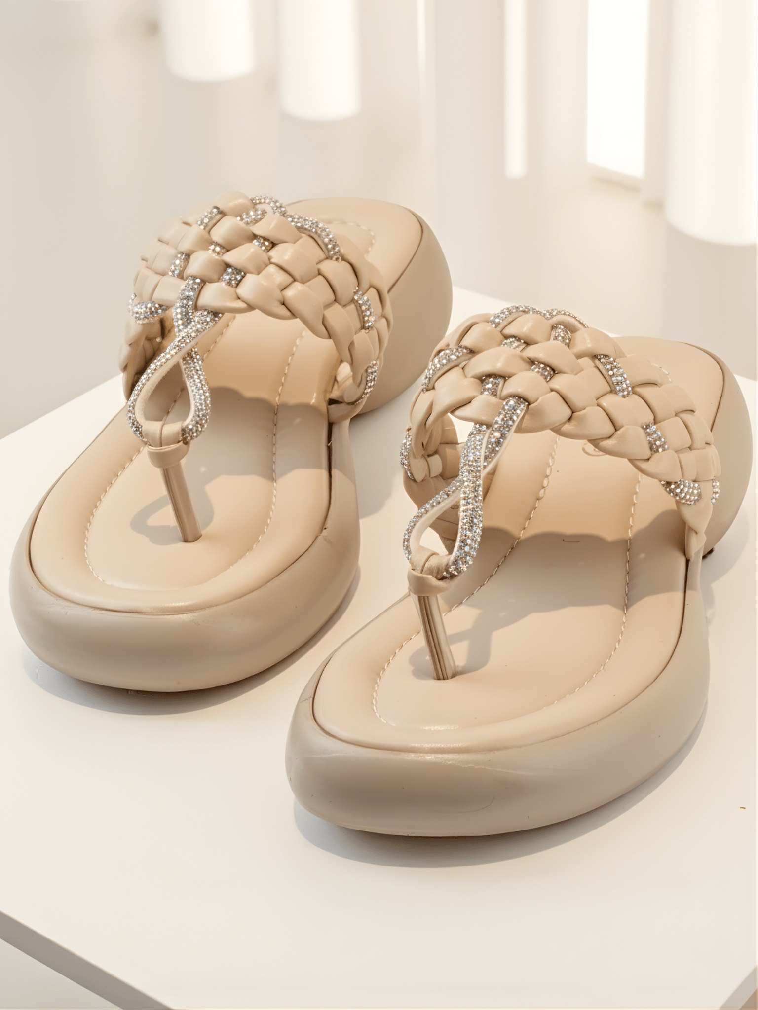 BEIGE BRAIDED SLIPPERS 432 F - Sawa.pkWomen footwear shoes affordable