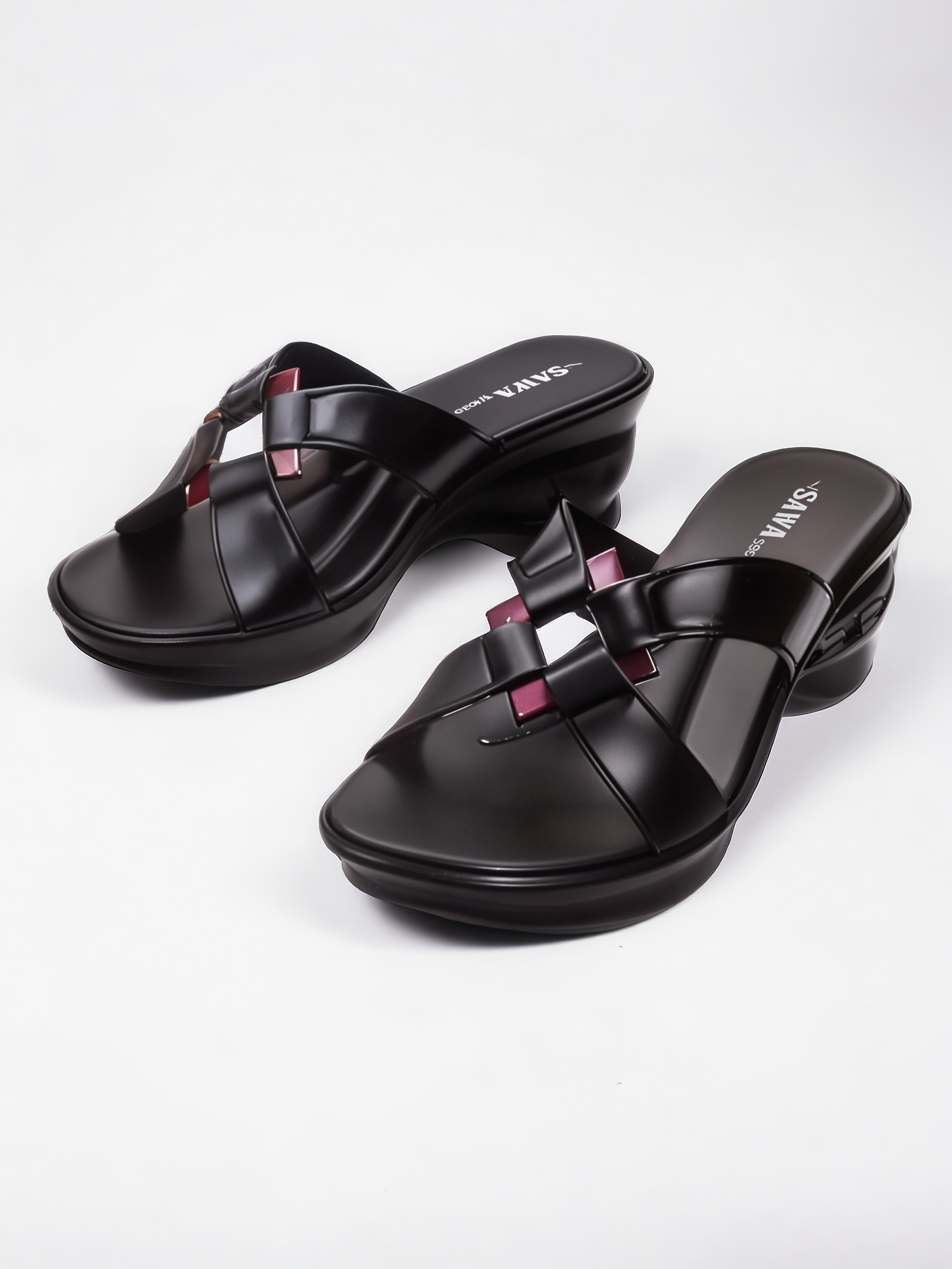 BLACK CASUAL WEDGES 444 Bk⁷