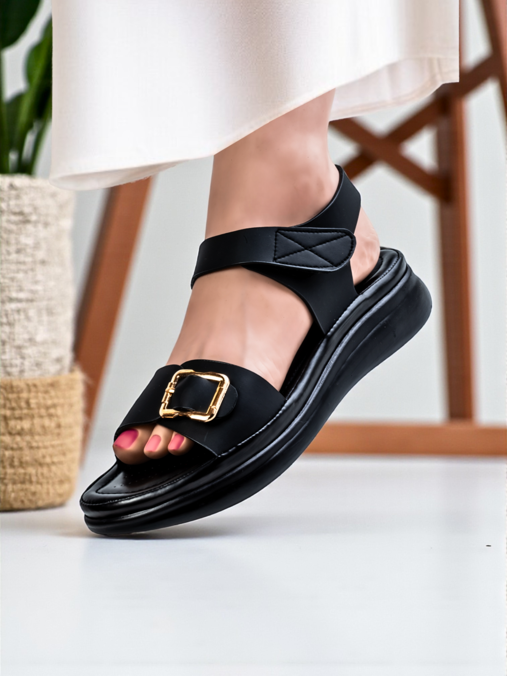 BLACK CASUAL SANDALS 458 BK