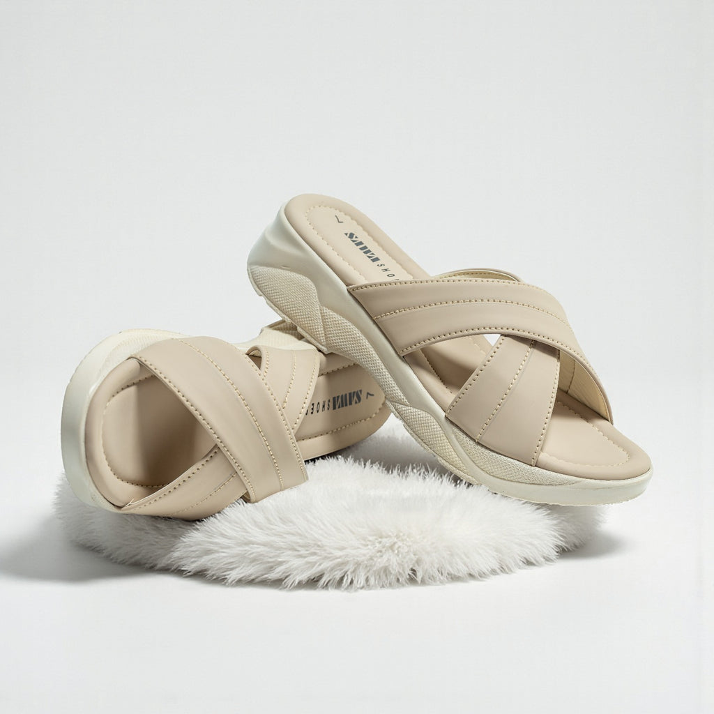 BEIGE CASUAL SLIPPERS 493 F