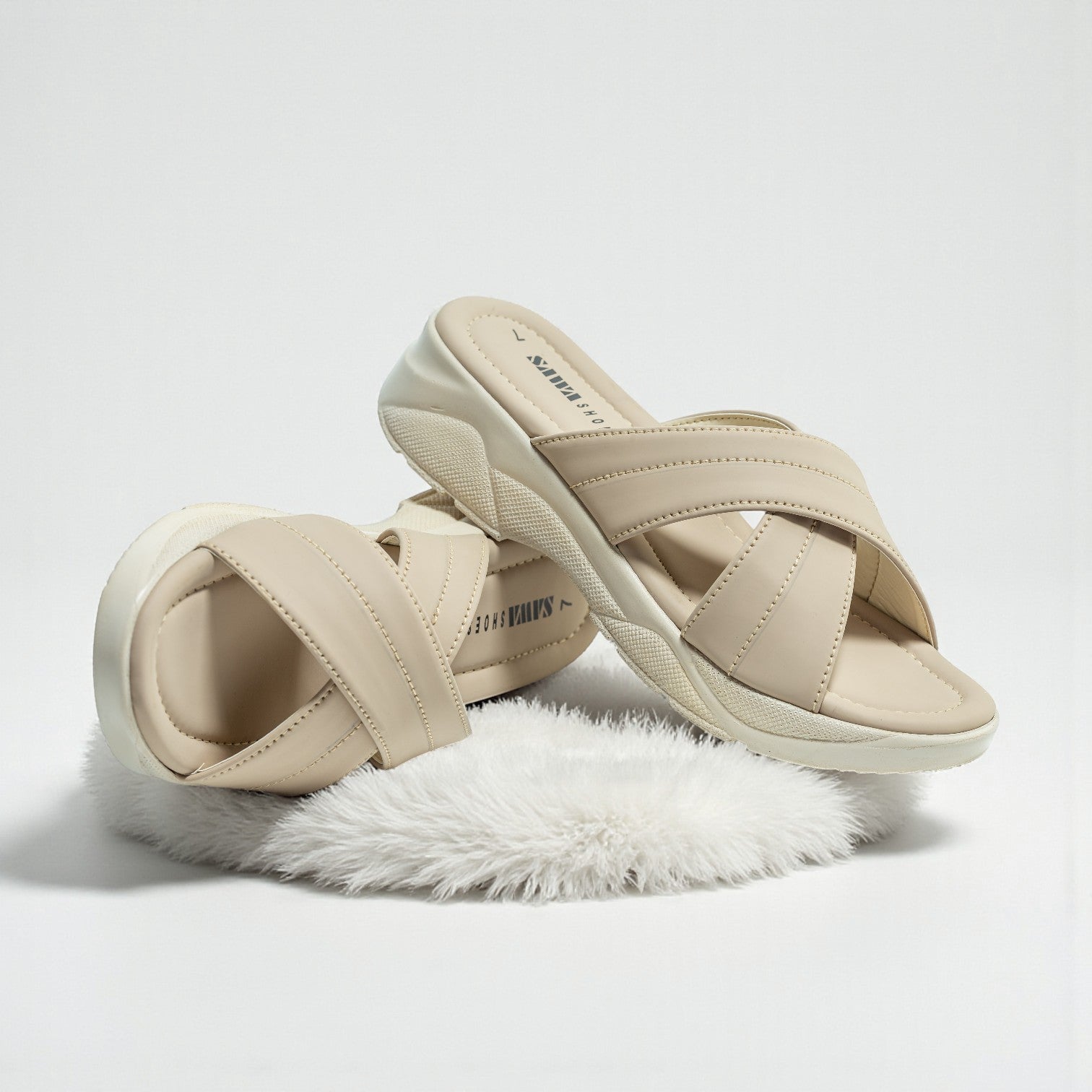 BEIGE CASUAL SLIPPERS 493 F