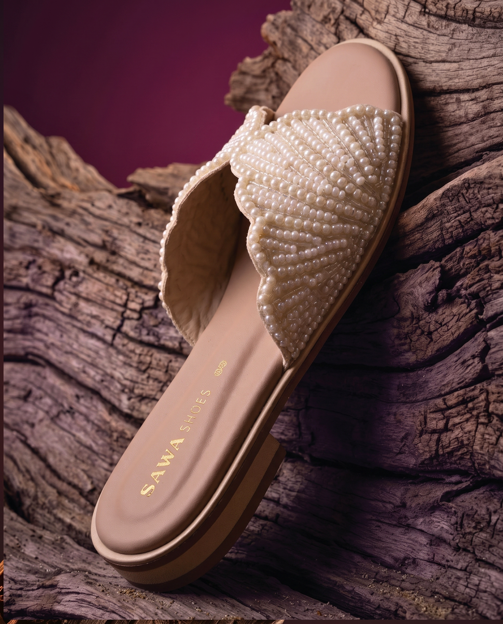 Pearl shell slide sandals 635 P