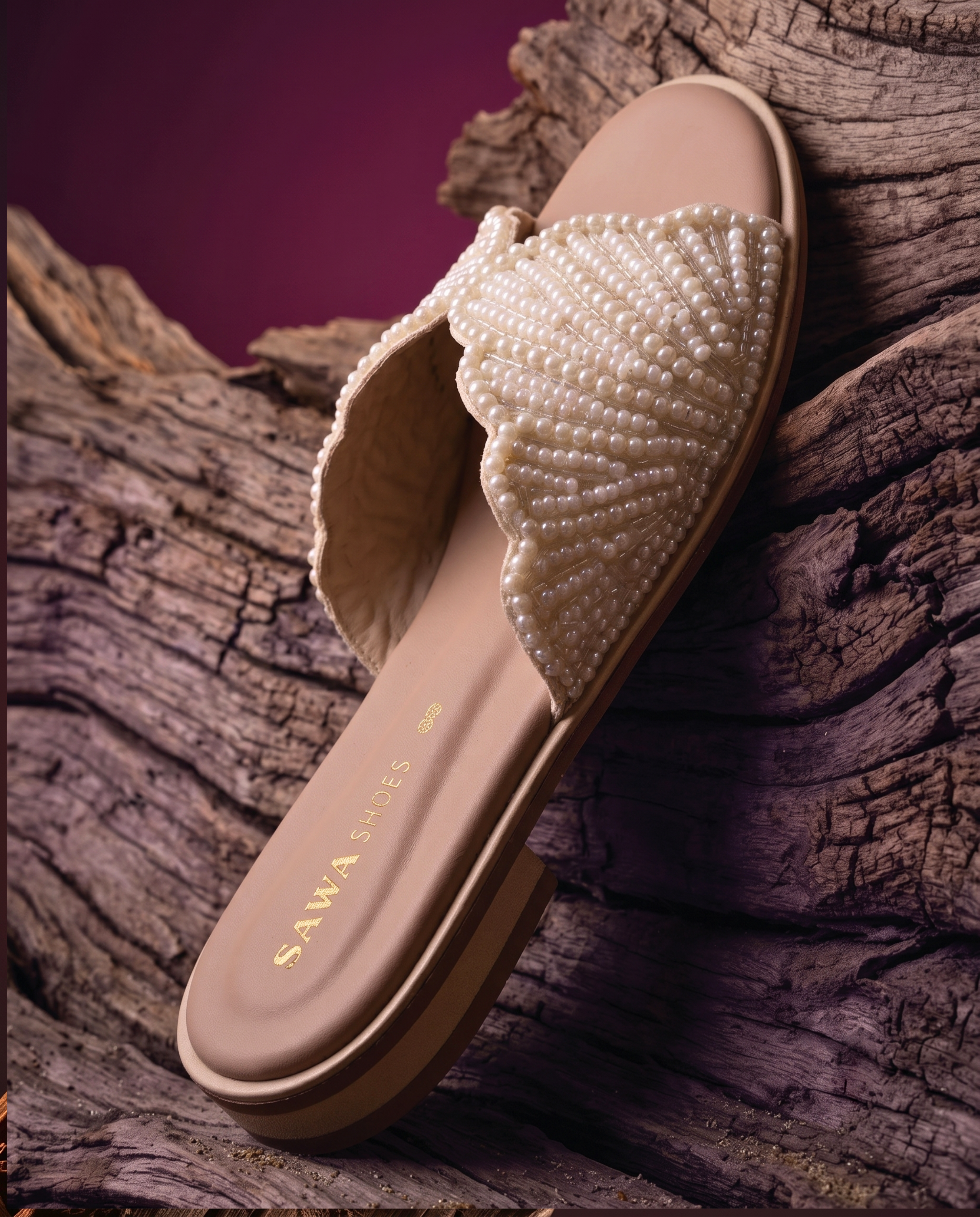 Pearl shell slide sandals 635 P