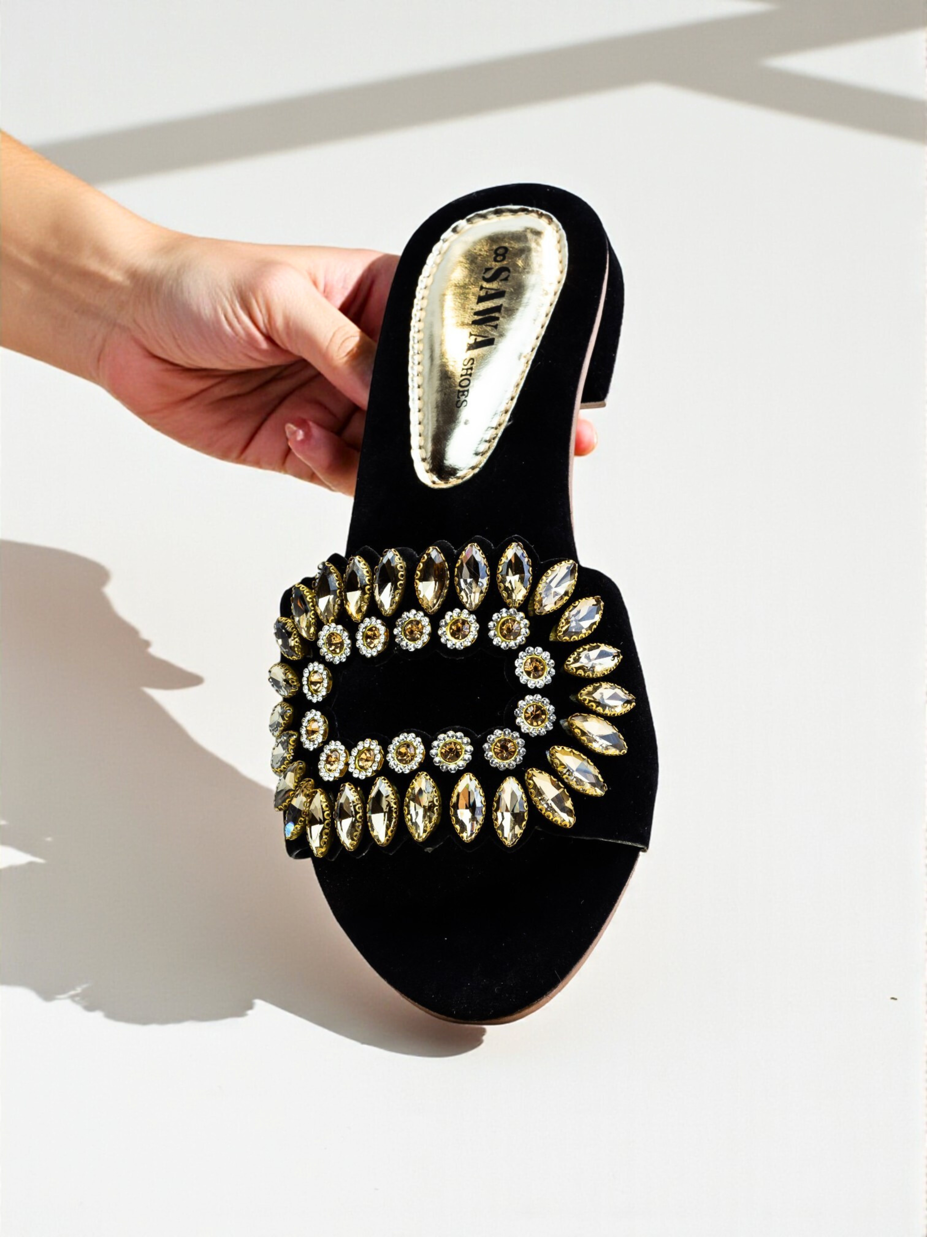 BLACK FANCY SLIPPERS 601 Bk