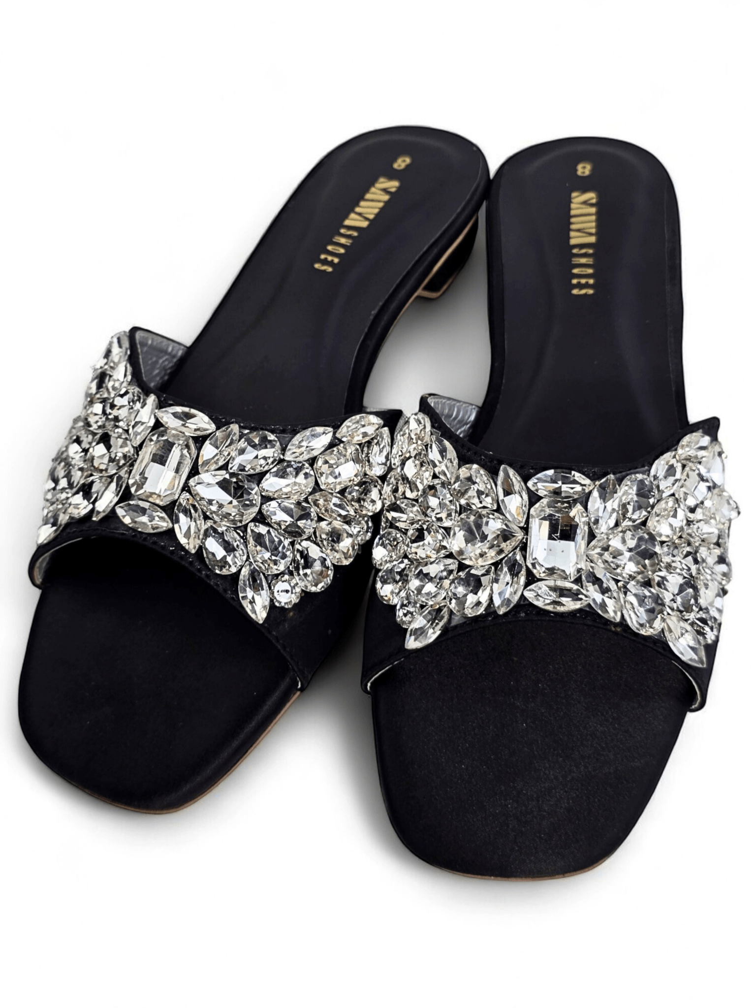 Metallic Gold Jewel Slides 613 G - Sawa.pkWomen footwear shoes affordable