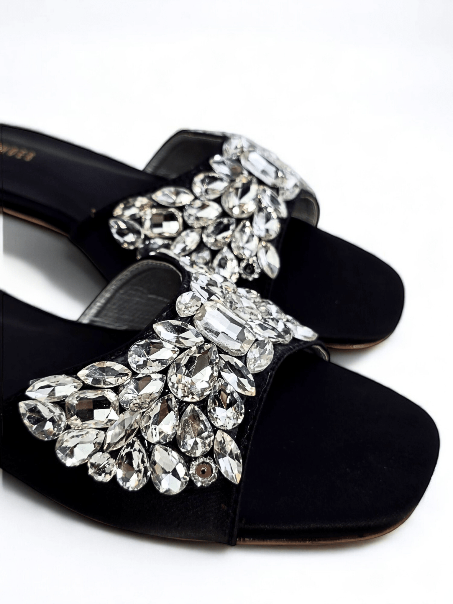 Metallic Gold Jewel Slides 613 G - Sawa.pkWomen footwear shoes affordable