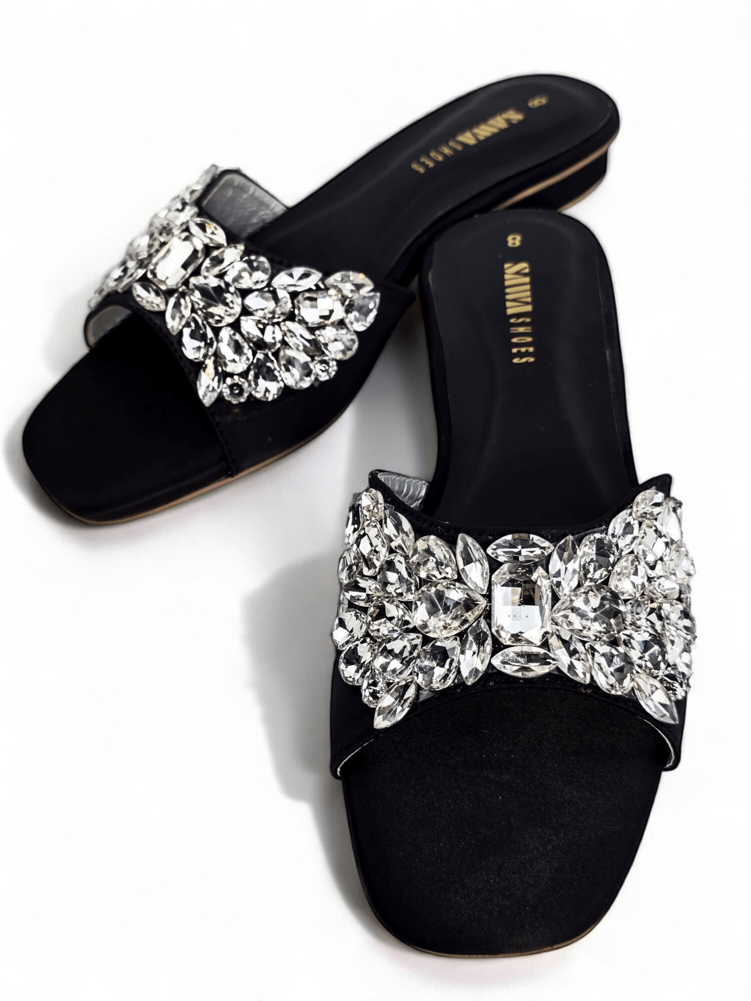 Metallic Gold Jewel Slides 613 G - Sawa.pkWomen footwear shoes affordable