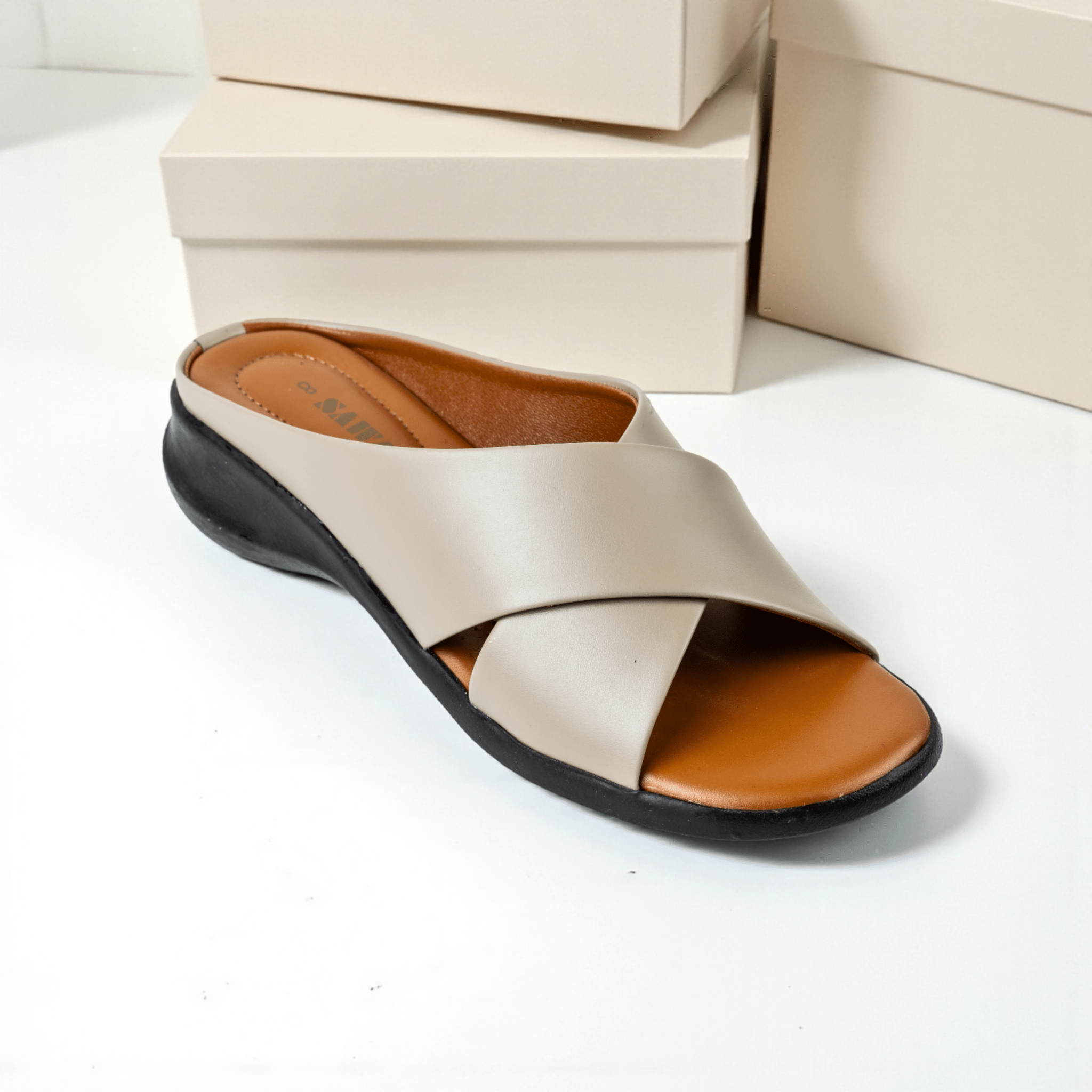 BEIGE CASUAL SLIPPERS 616 BR - Sawa.pkWomen footwear shoes affordable