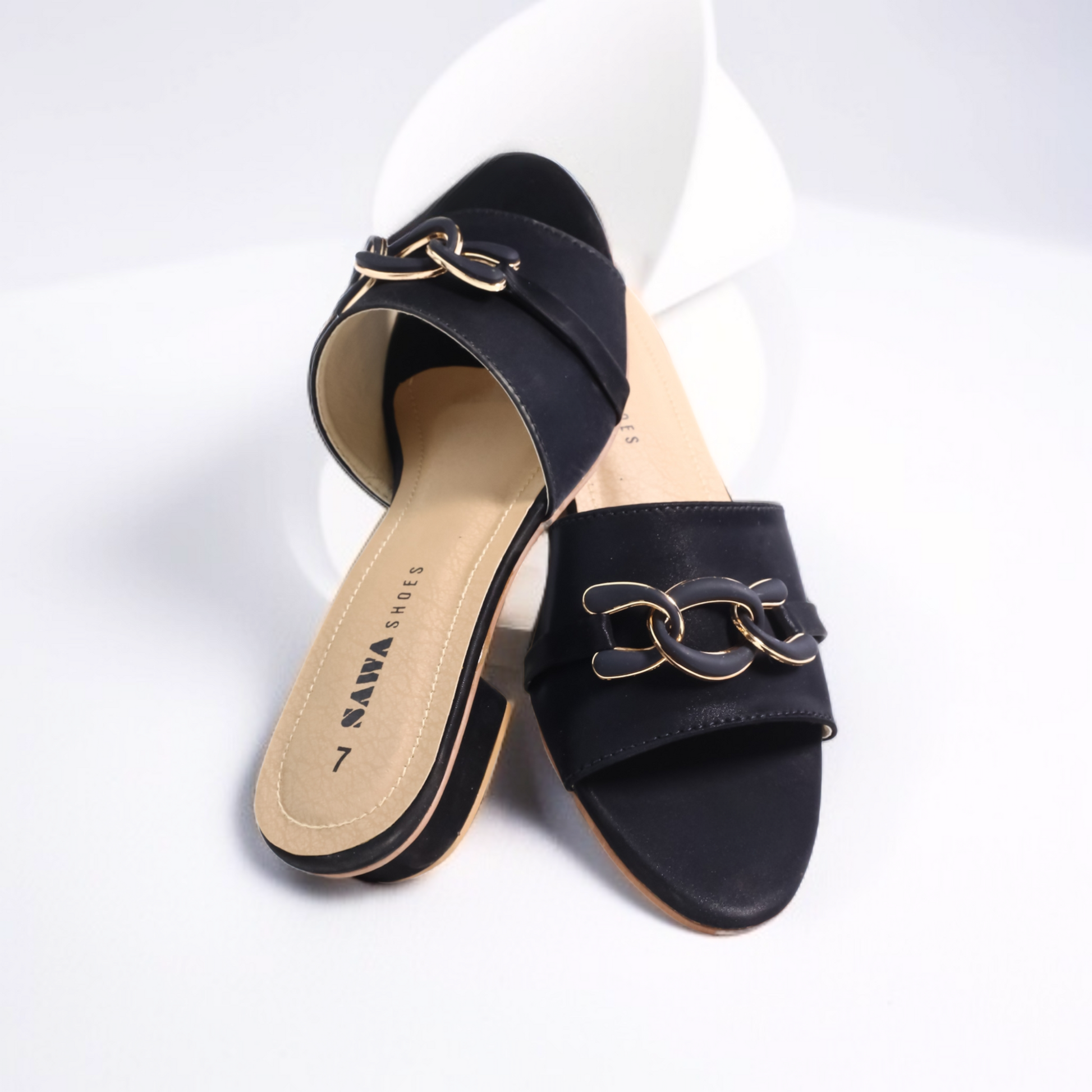 BLACK FLAT SLIPPERS 618 BK