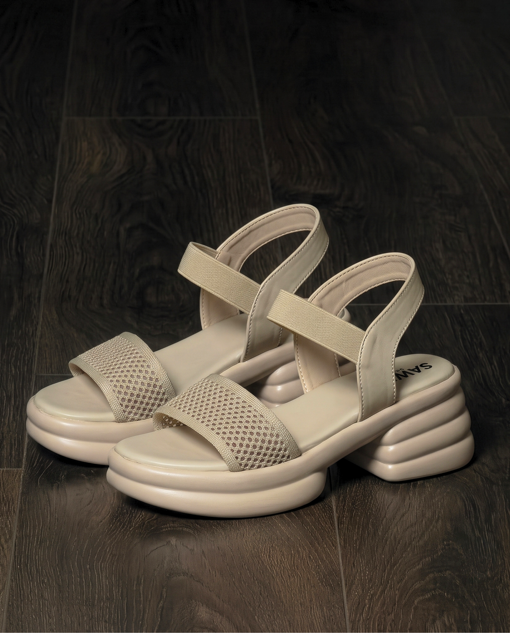 Mesh Cushion Platform Sandals 4051 B