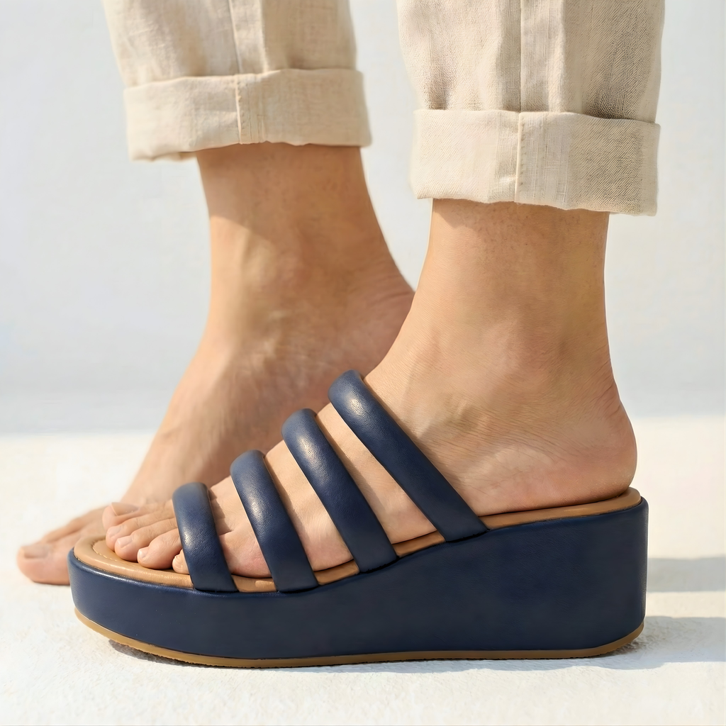 NAVY PADDED WEDGES 728 BL