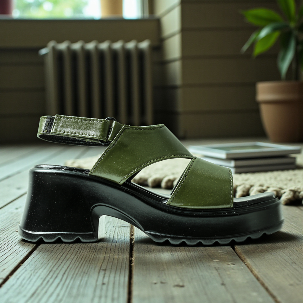 GREEN BLOCK HEELS  730 GN