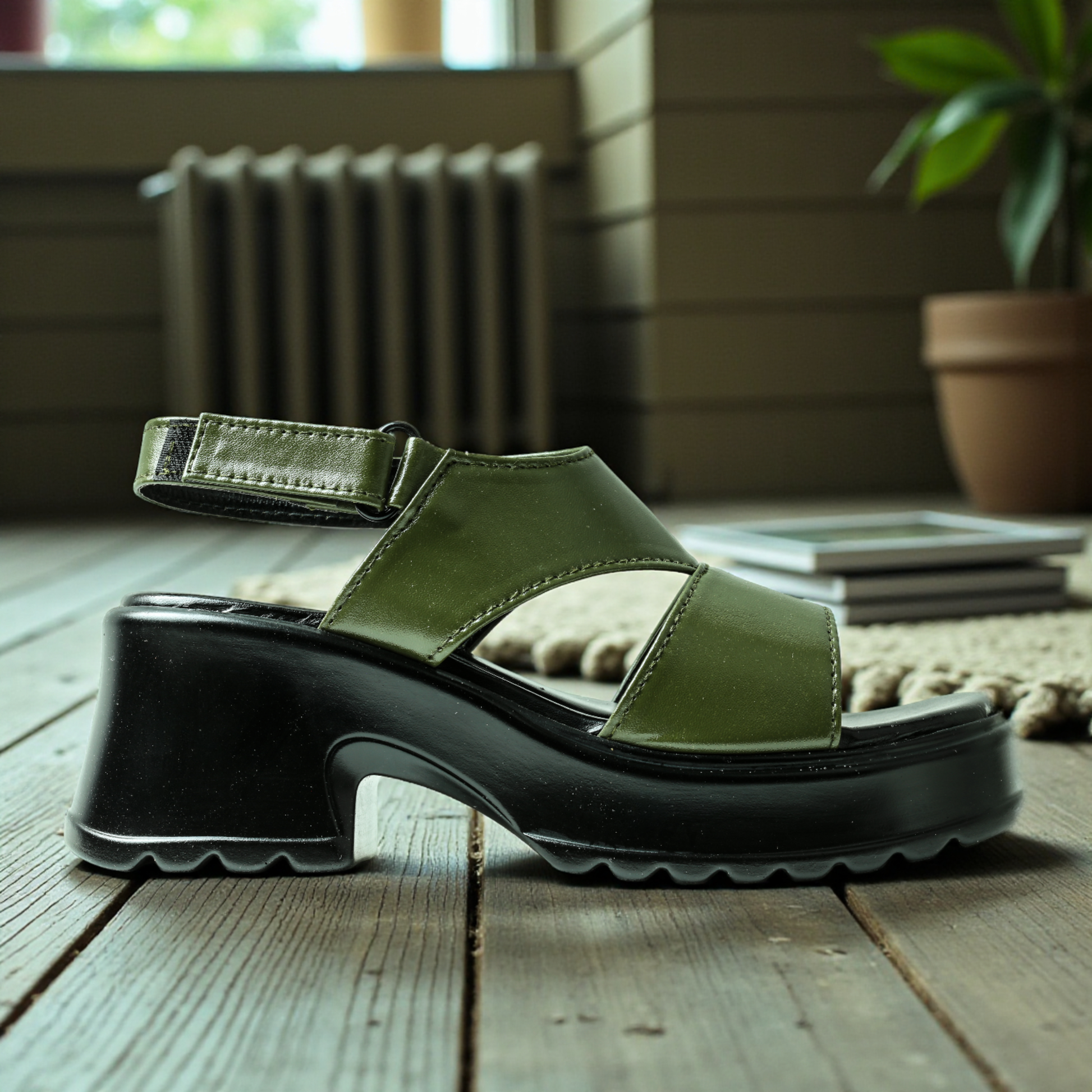 GREEN BLOCK HEELS  730 GN