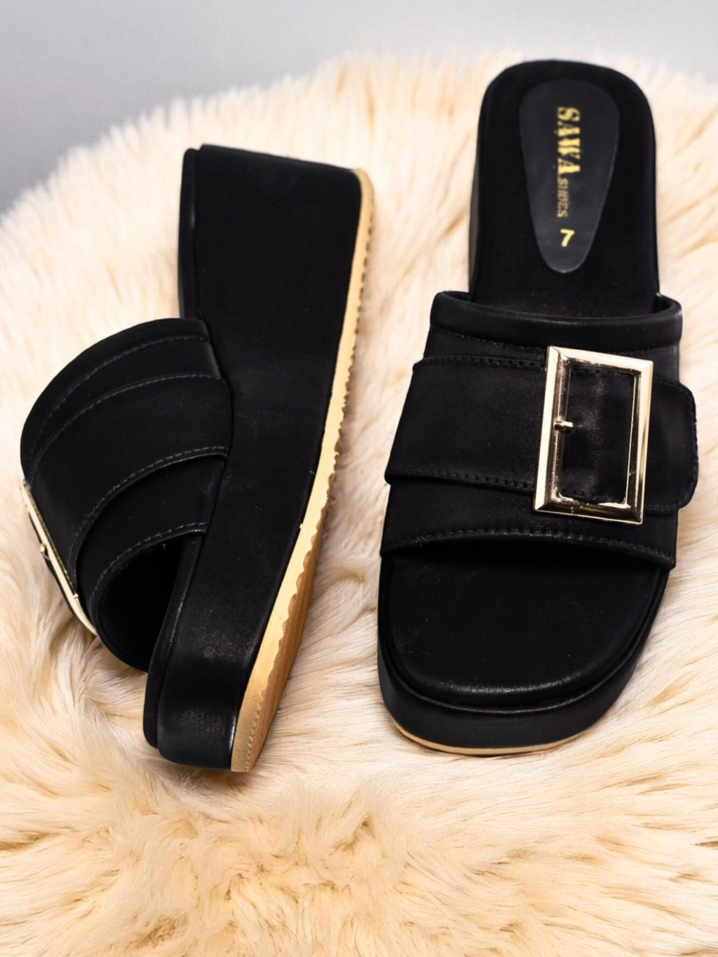 BLACK CASUAL WEDGES 731 BK