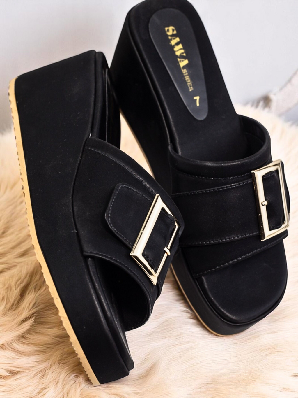 BLACK CASUAL WEDGES 731 BK
