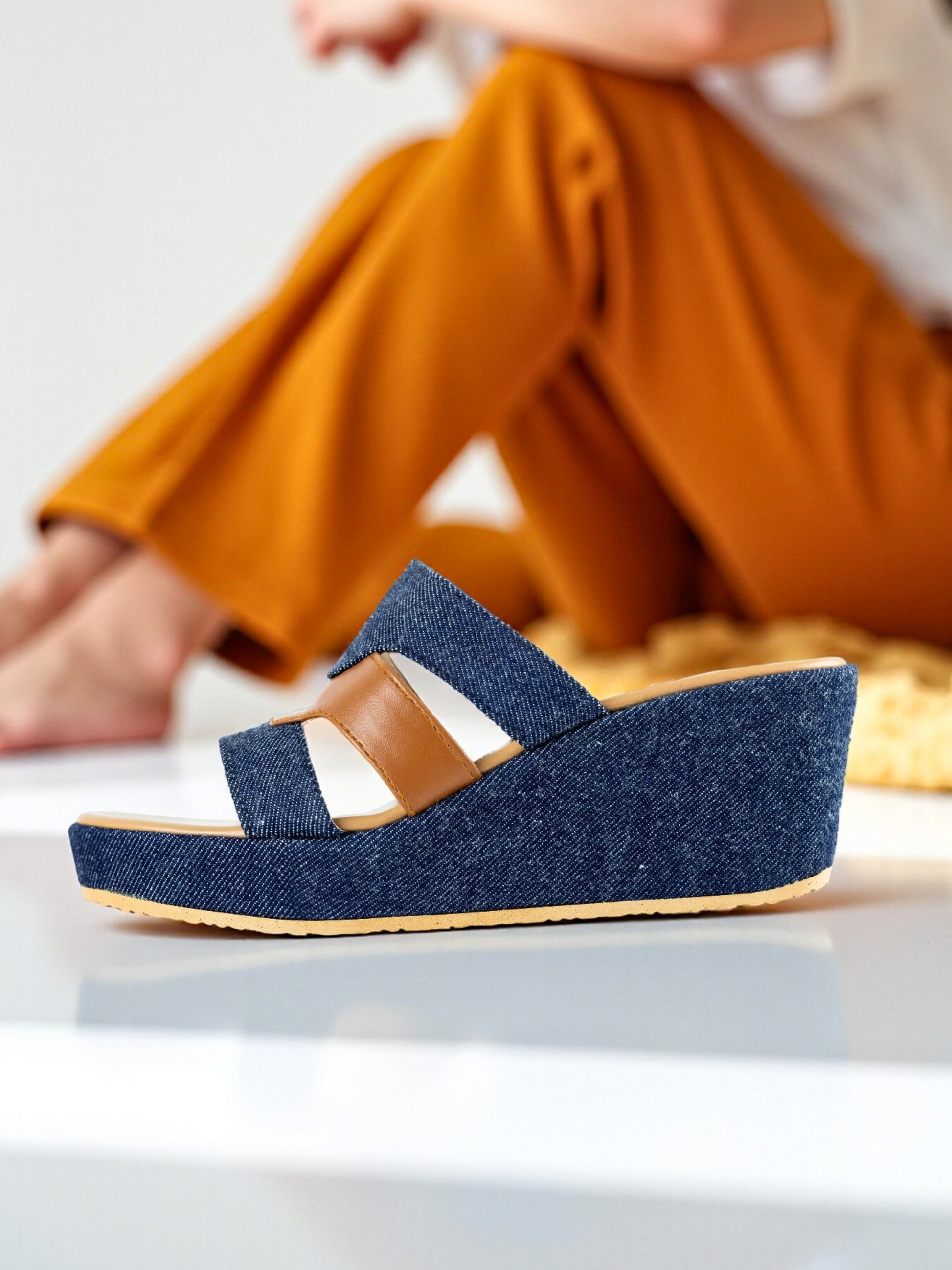 DENIM BLUE CASUAL WEDGES 732 BL