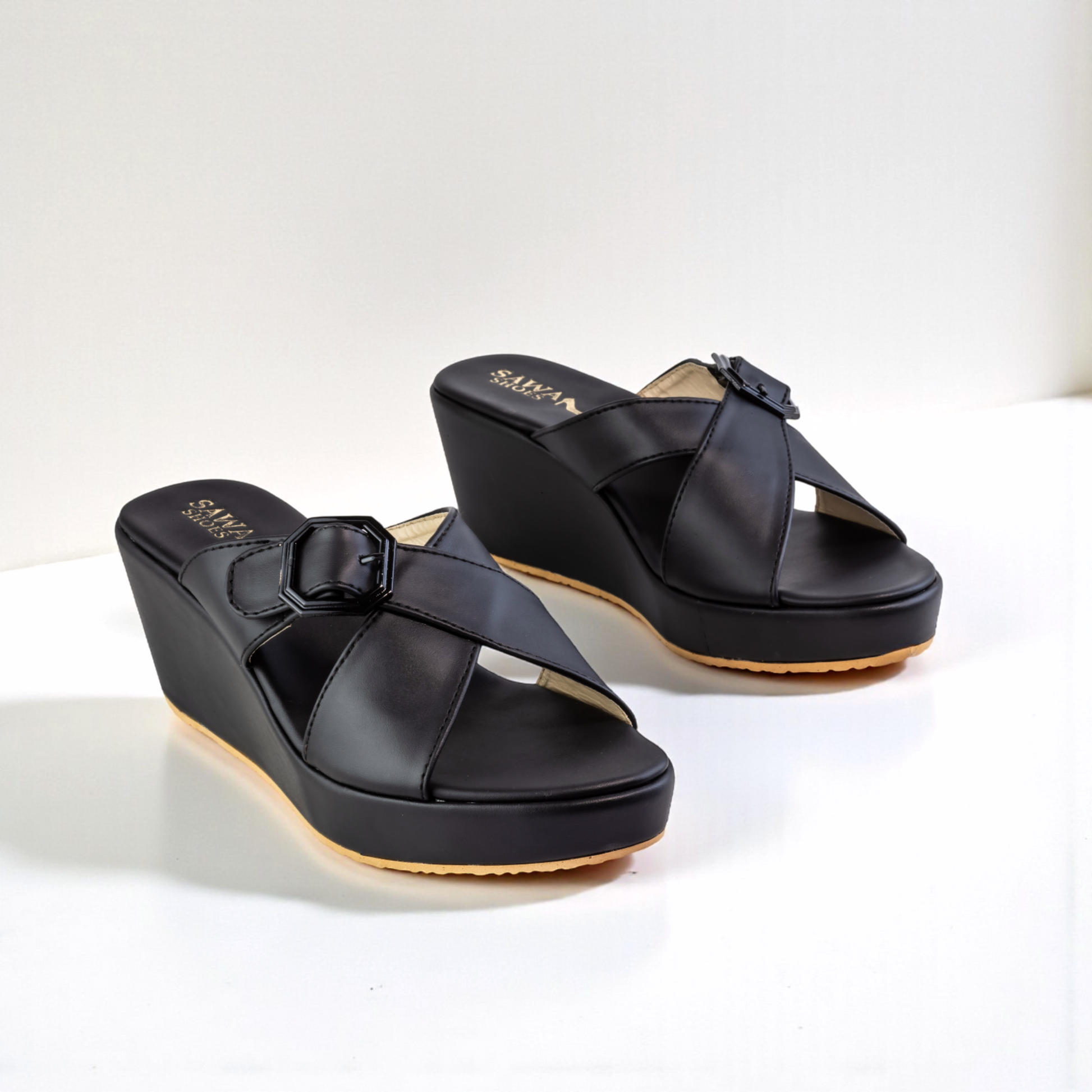 BLACK CASUAL WEDGES 738 BK