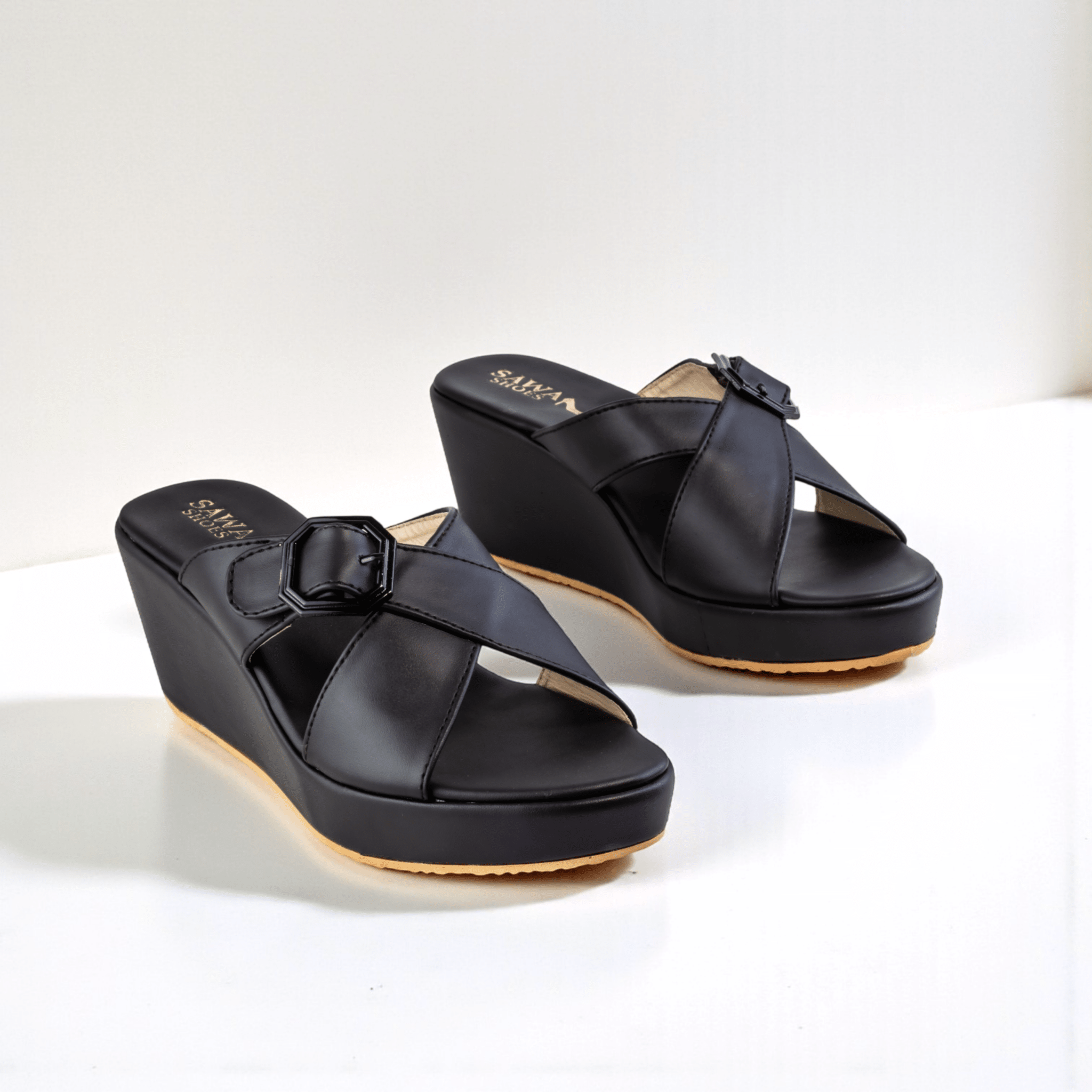 BLACK CASUAL WEDGES 738 BK - Sawa.pkWomen footwear shoes affordable
