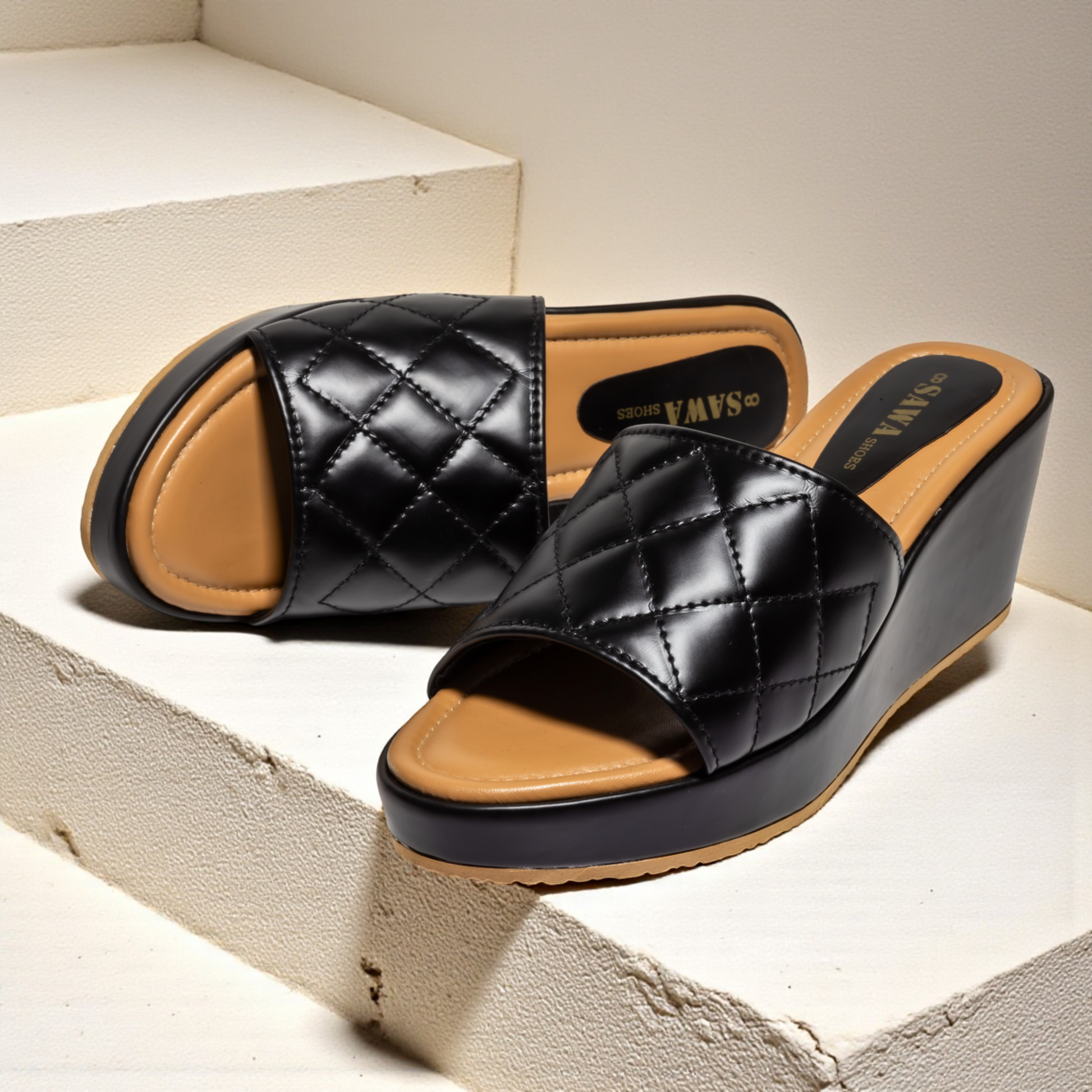 BLACK CASUAL WEDGES 741 BK