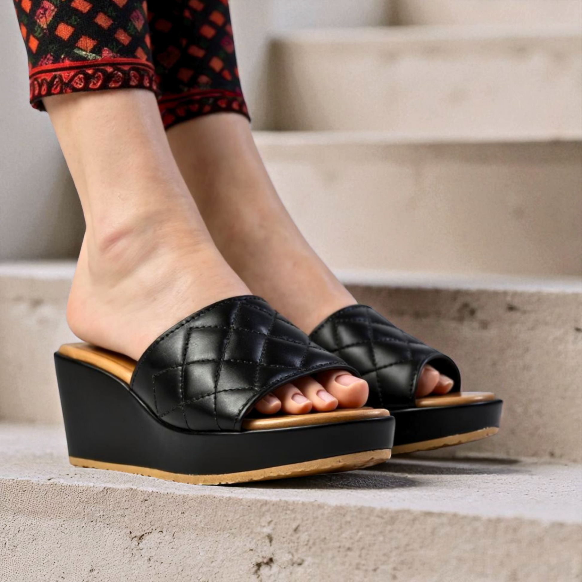 BLACK CASUAL WEDGES 741 BK