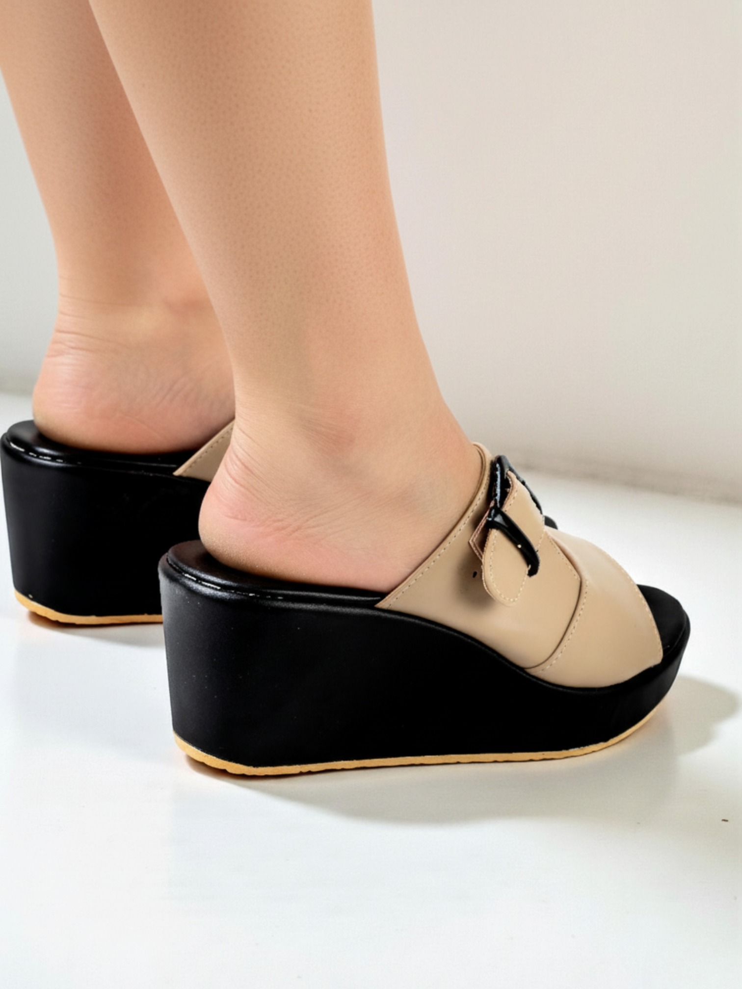 Beige Casual Wedges 752 F