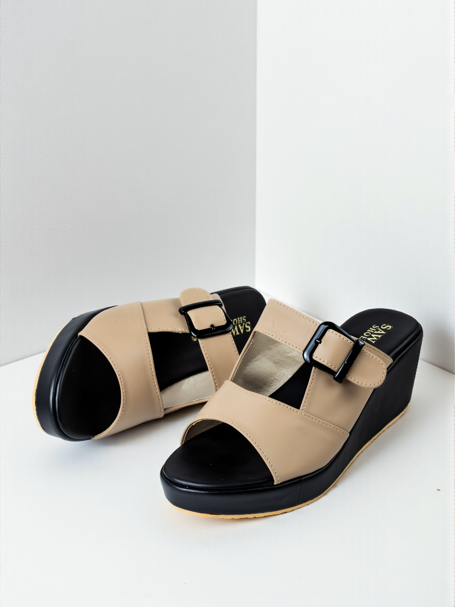 Beige Casual Wedges 752 F