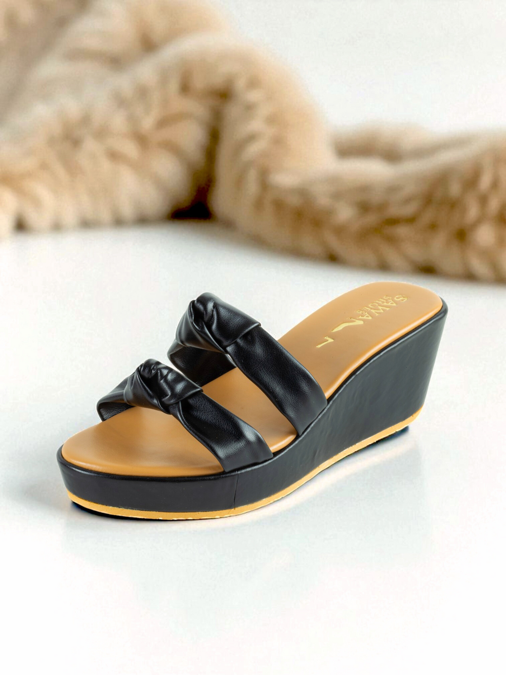 BLACK CASUAL WEDGES 758 BK