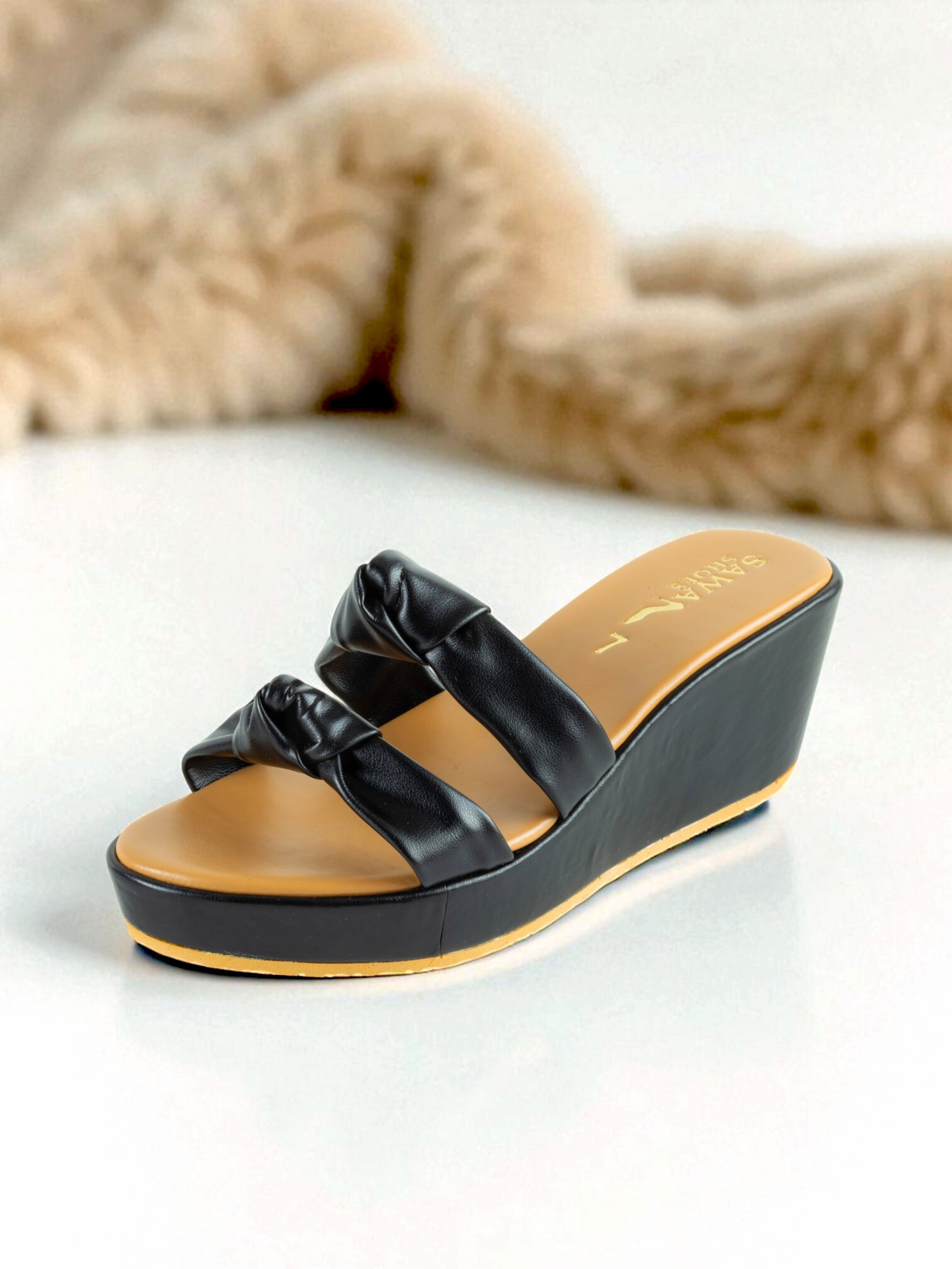 BLACK CASUAL WEDGES 758 BK